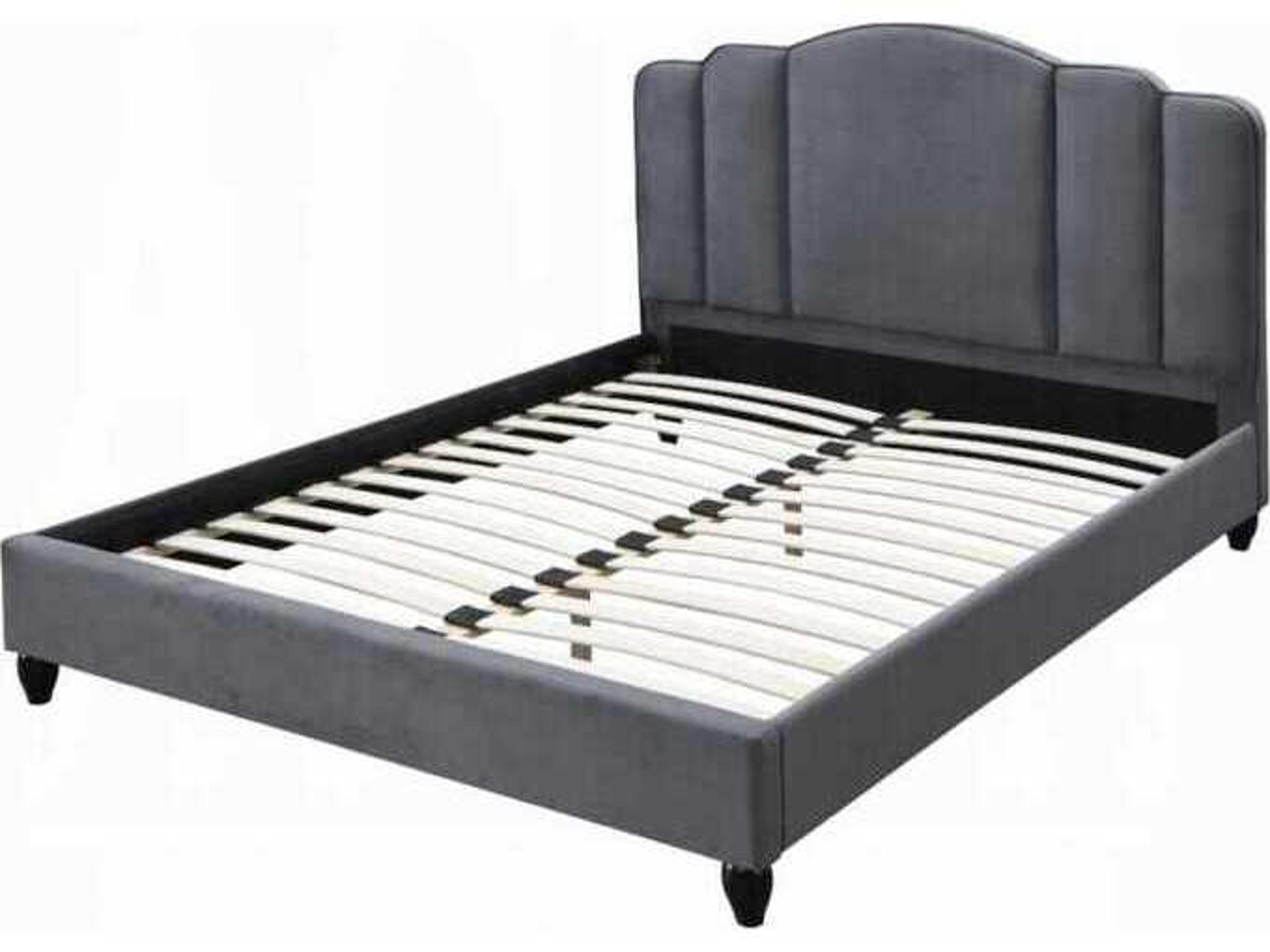 Acme Furniture Giada Charcoal Fabric Gray Rubberwood Upholstered King Platform Bed