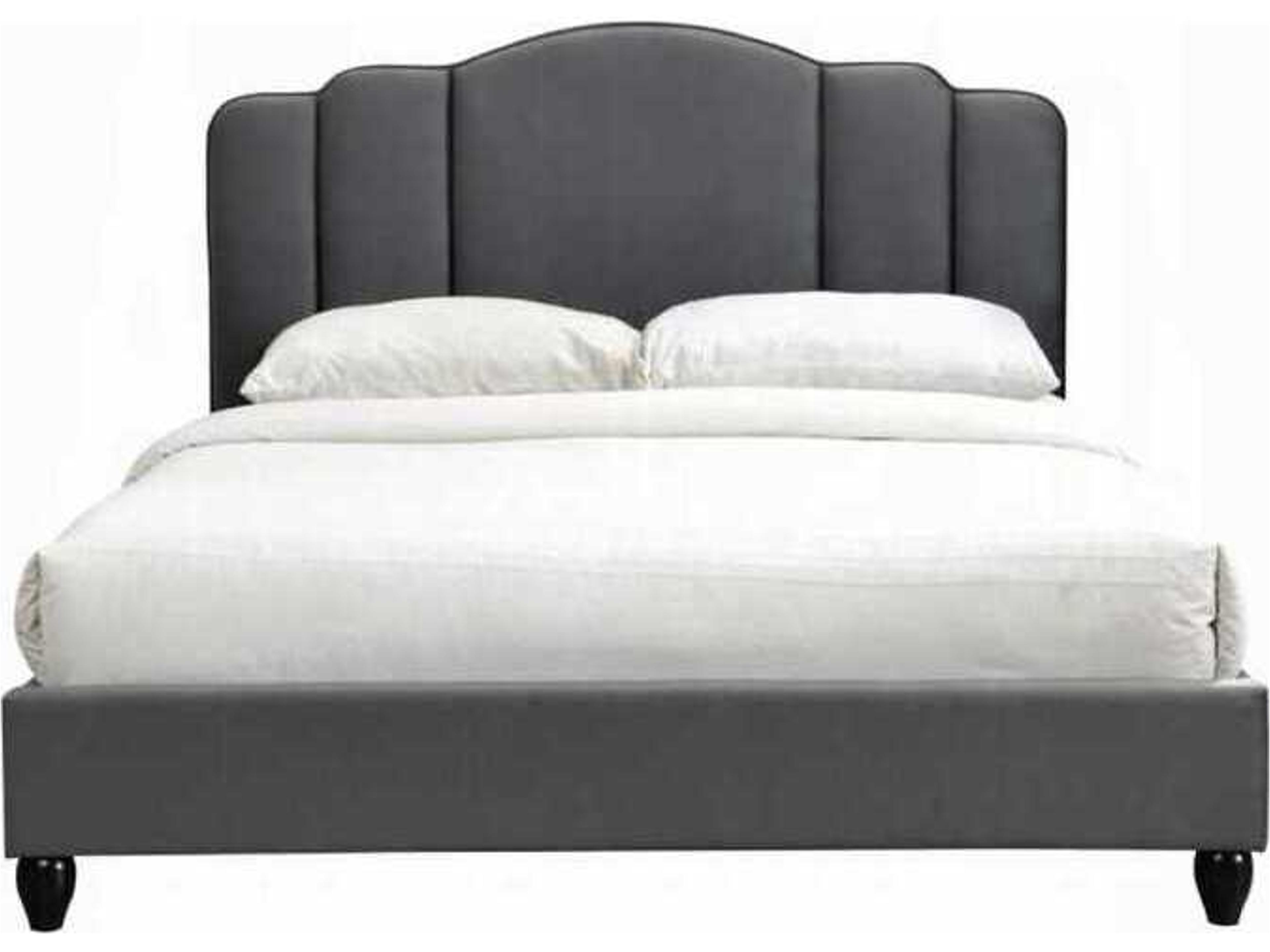 Acme Furniture Giada Charcoal Fabric Gray Rubberwood Upholstered King Platform Bed