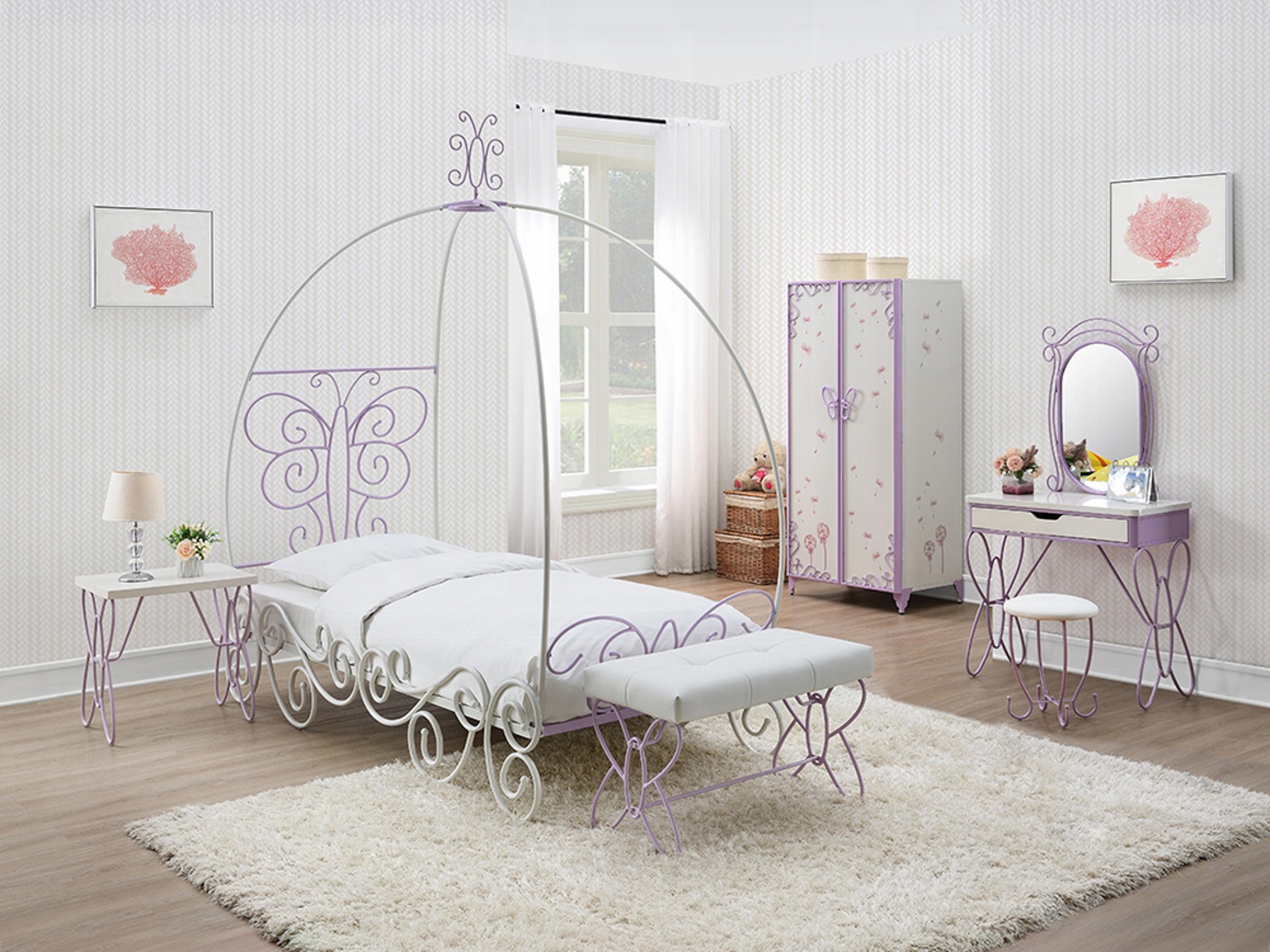 Acme Furniture White Light Purple Faux Leather Accent Bench
