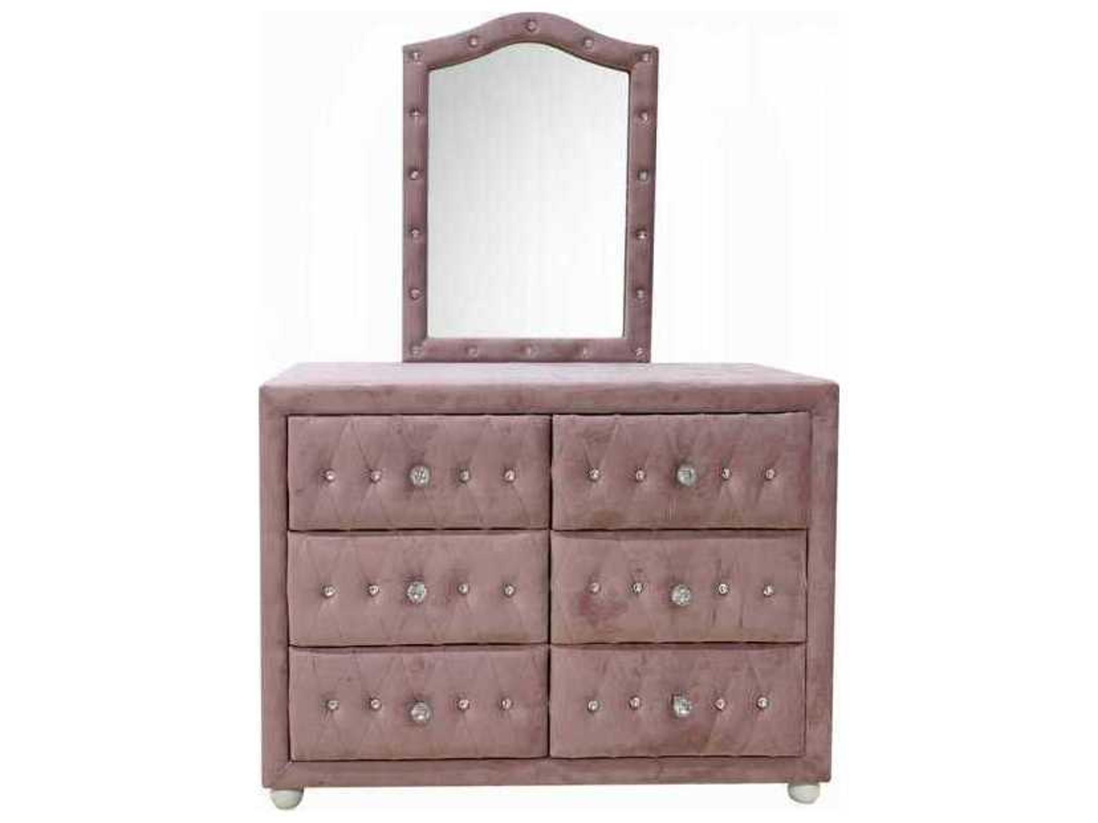 Acme Furniture Pink Fabric Wall Mirror