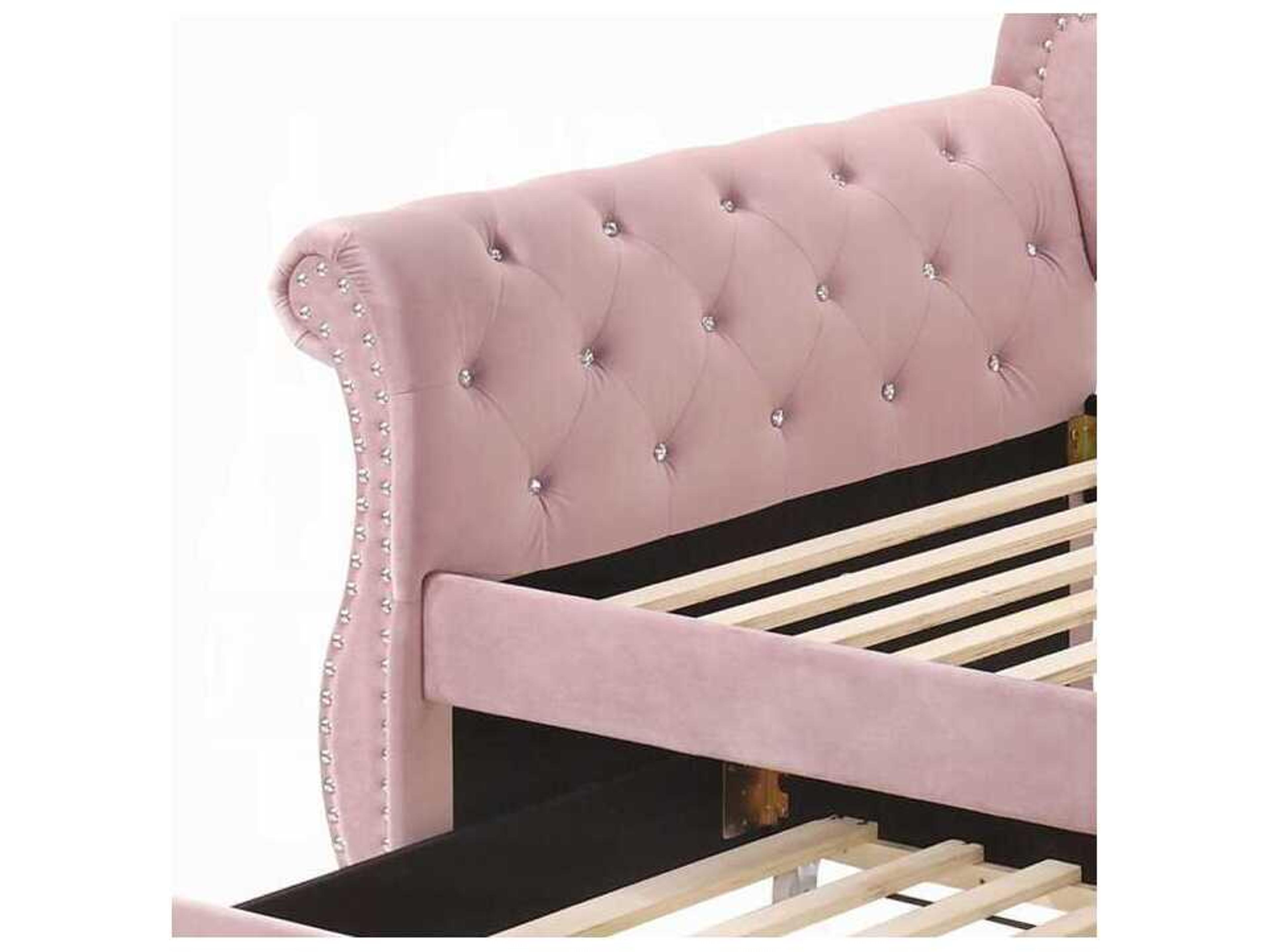 Acme Furniture Adkins Pink Velvet Poplar Wood Upholstered Twin Daybed Bed