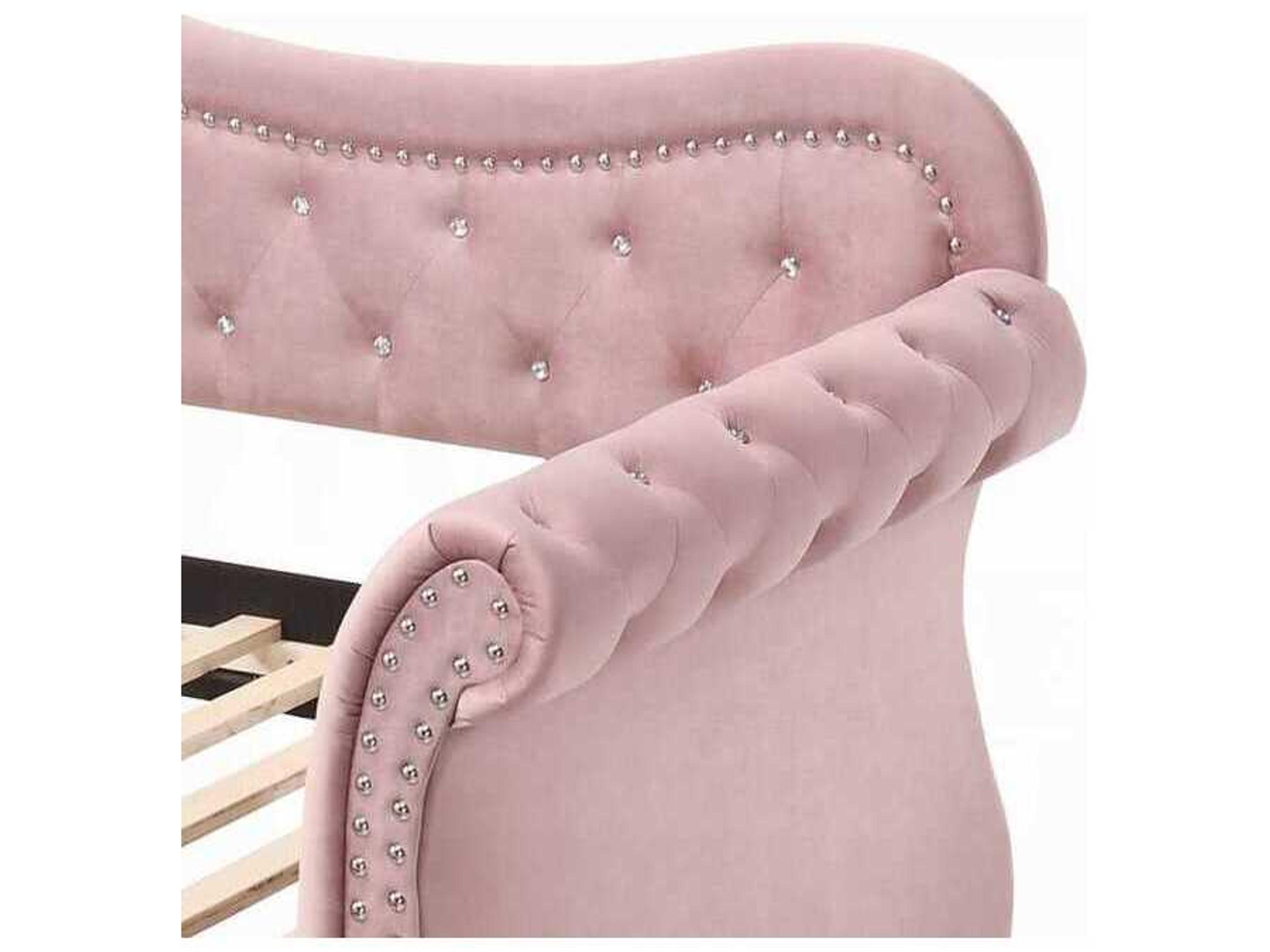 Acme Furniture Adkins Pink Velvet Poplar Wood Upholstered Twin Daybed Bed