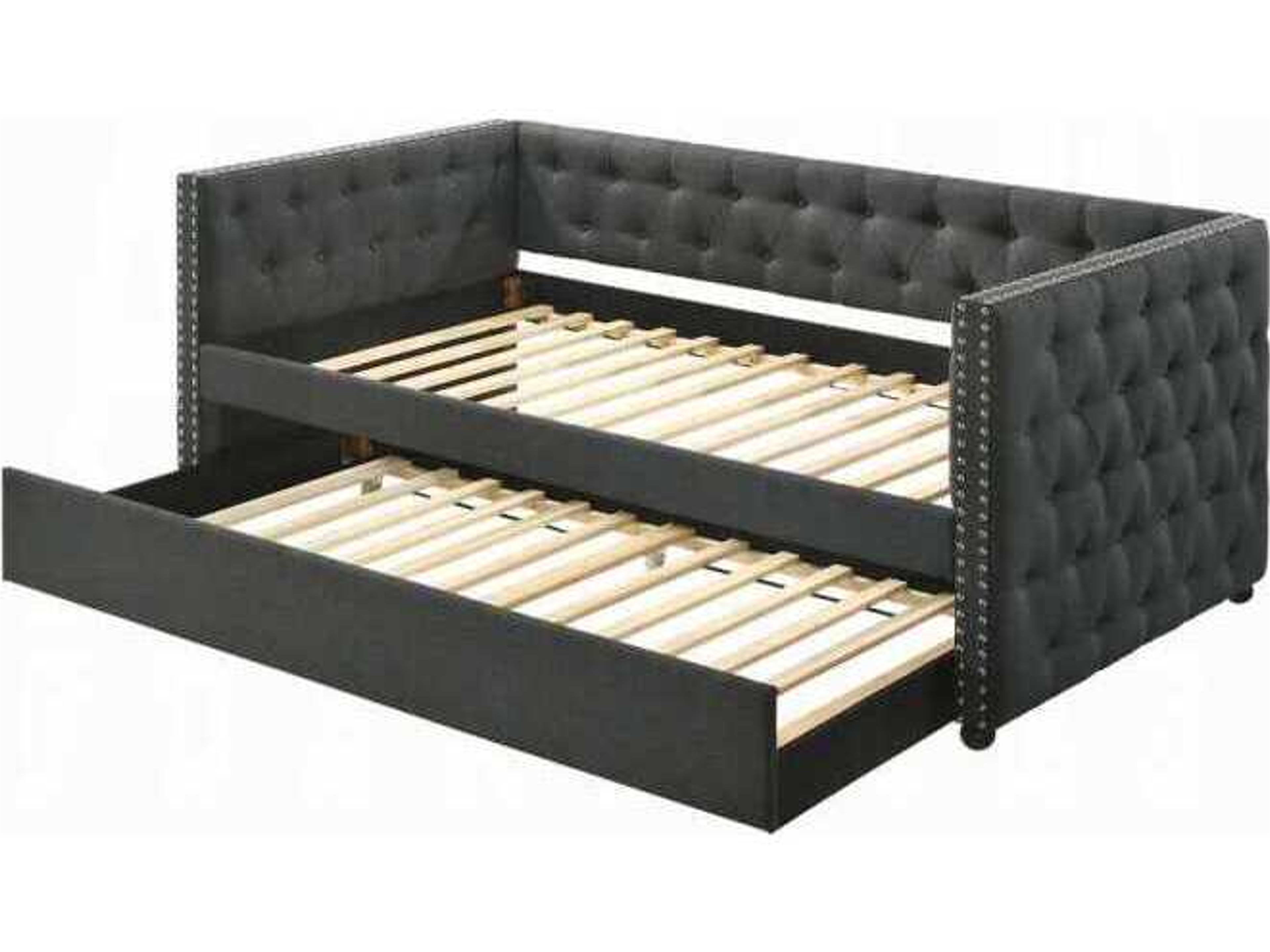 Romona Gray Fabric Rubberwood Upholstered Twin Daybed Bed