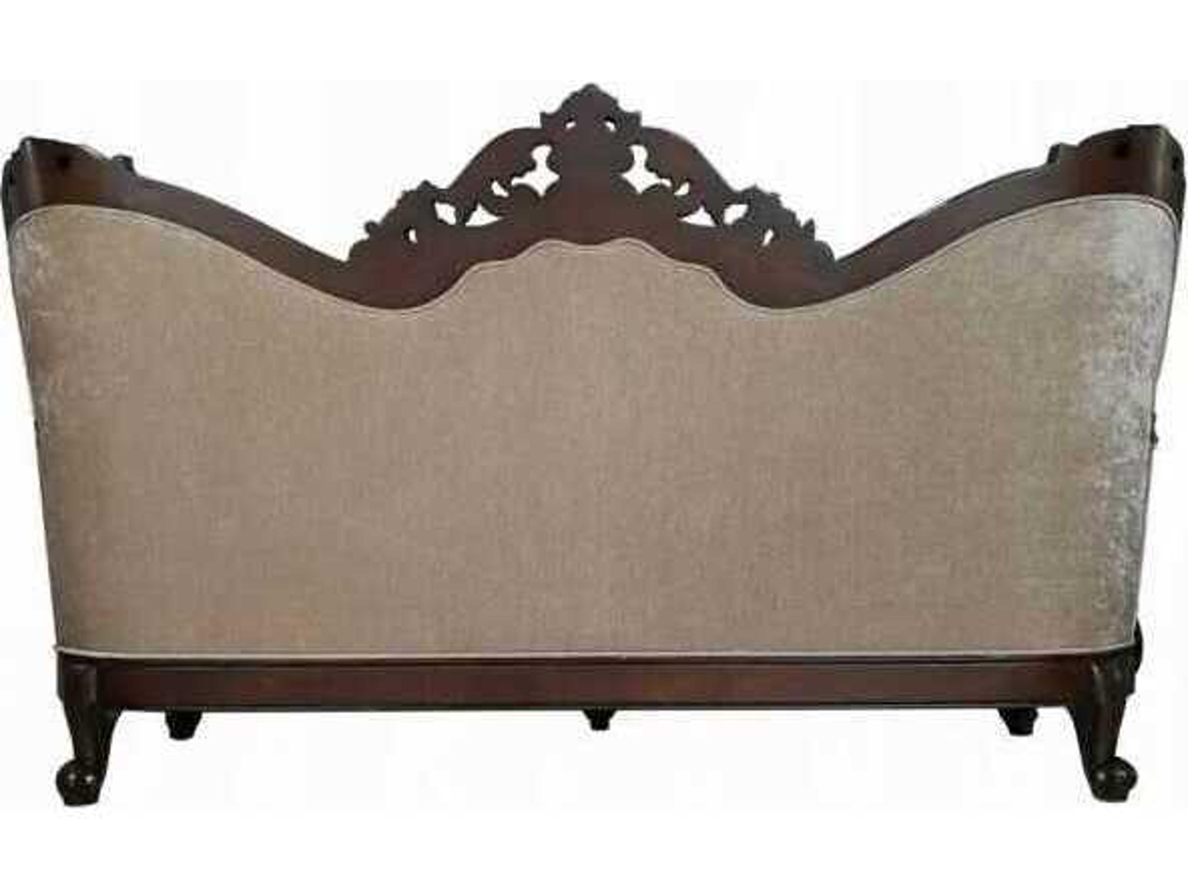 Acme Furniture Devayne Fabric Dark Walnut Beige Upholstered Sofa