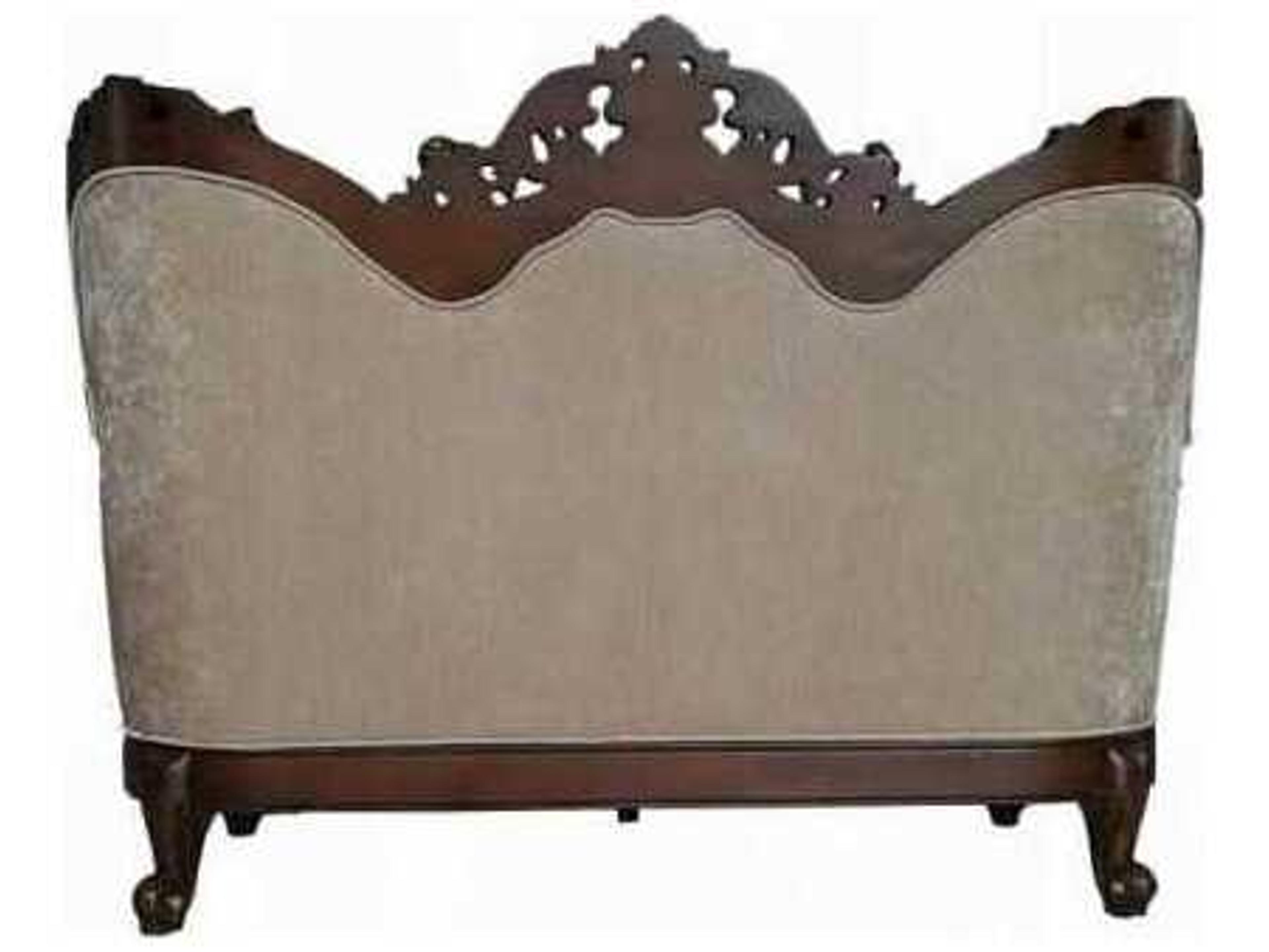 Acme Furniture Devayne Fabric Dark Walnut Beige Upholstered Loveseat