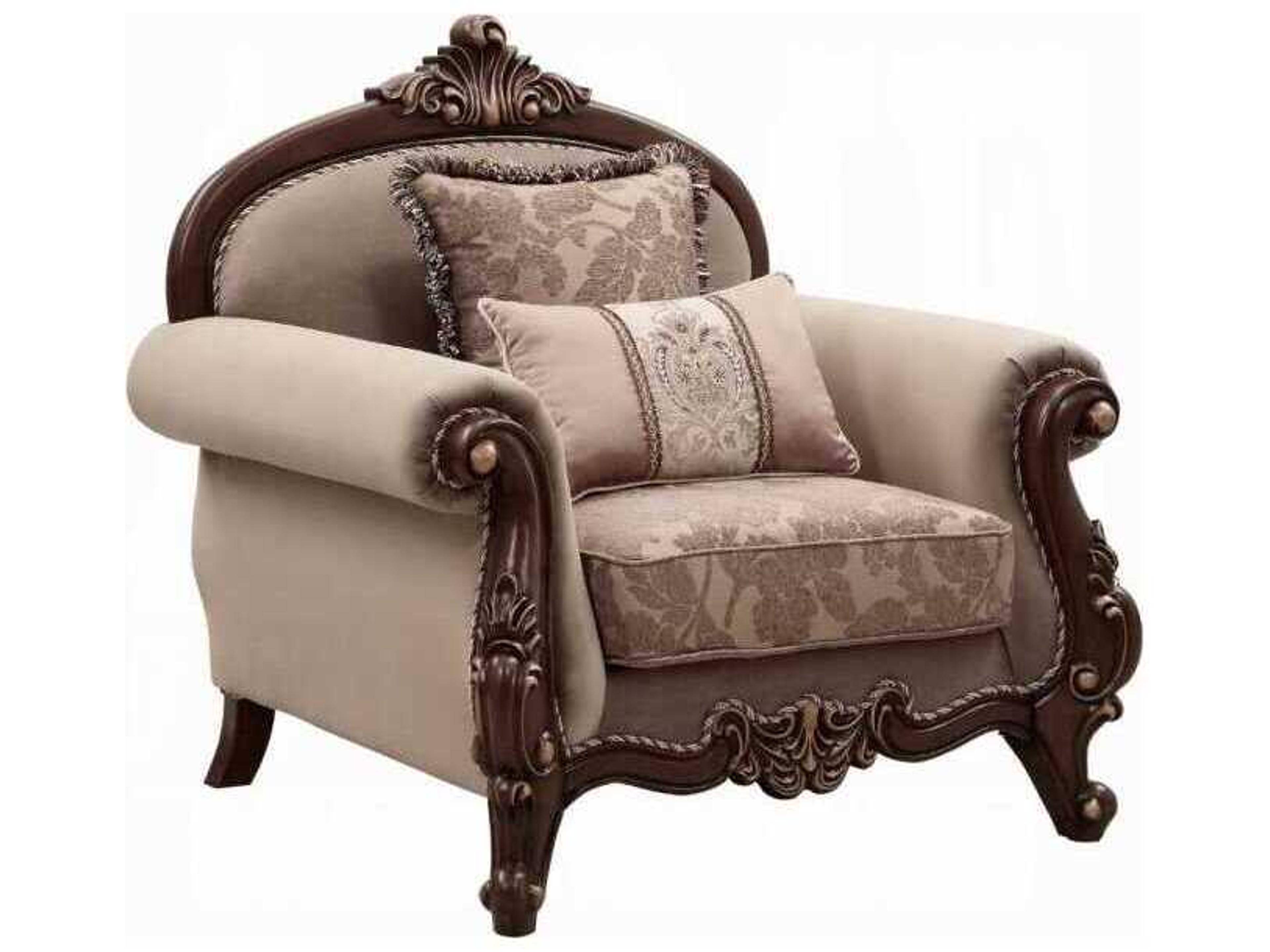 Mehadi Beige Velvet Accent Chair
