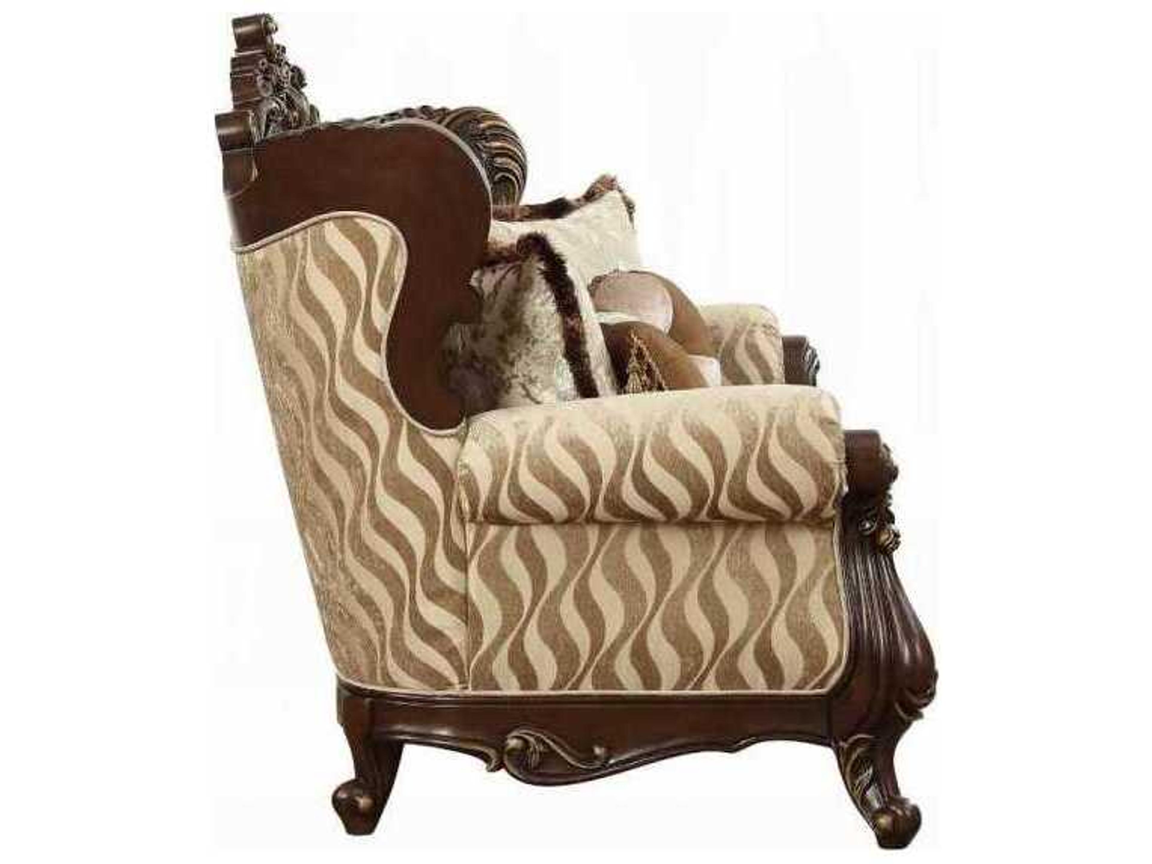 Acme Furniture Fabric Walnut Beige Upholstered Loveseat