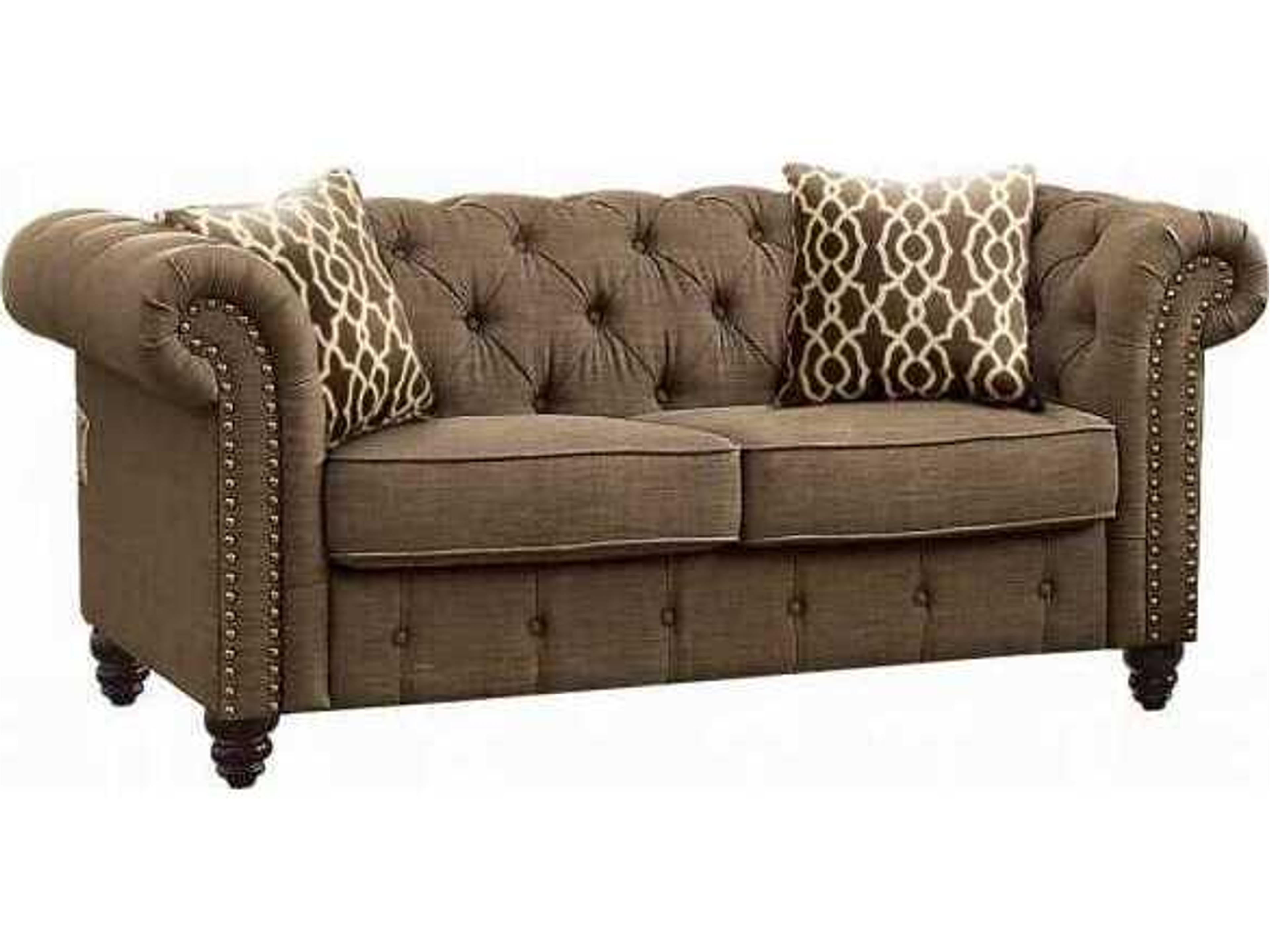 Aurelia Brown Linen Upholstered Loveseat