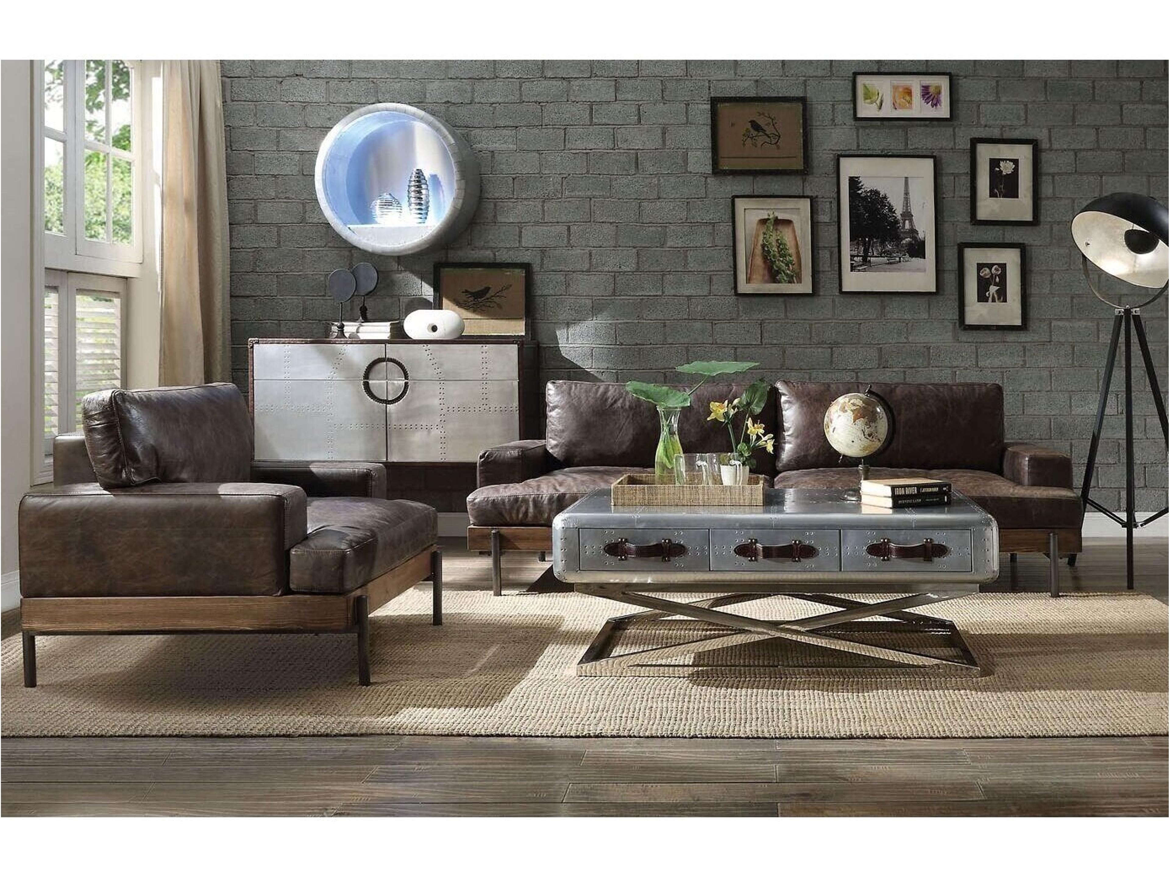 Acme Furniture Silchester Brown Leather Accent Chair