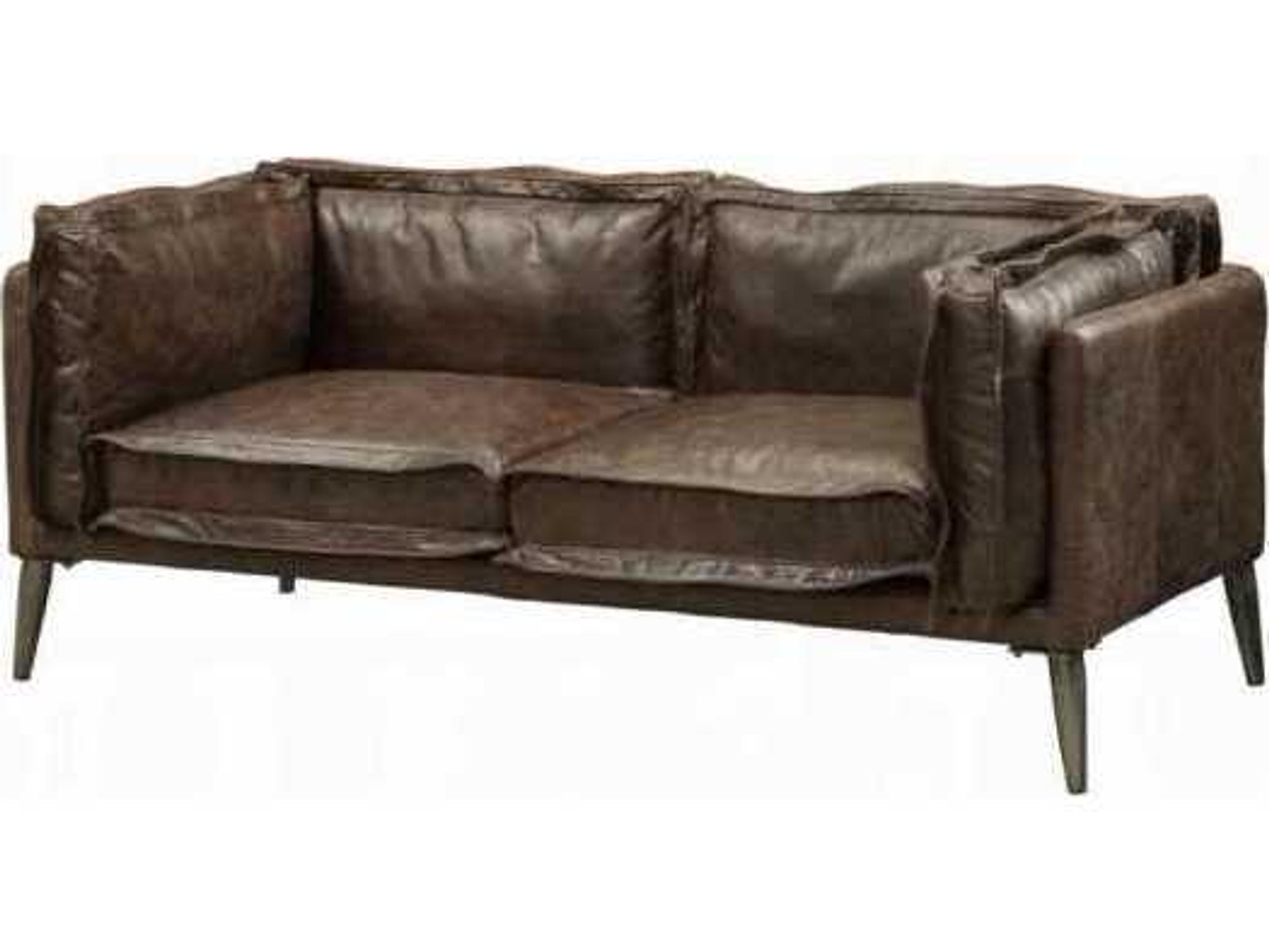 Porchester Distress Chocolate Brown Leather Loveseat