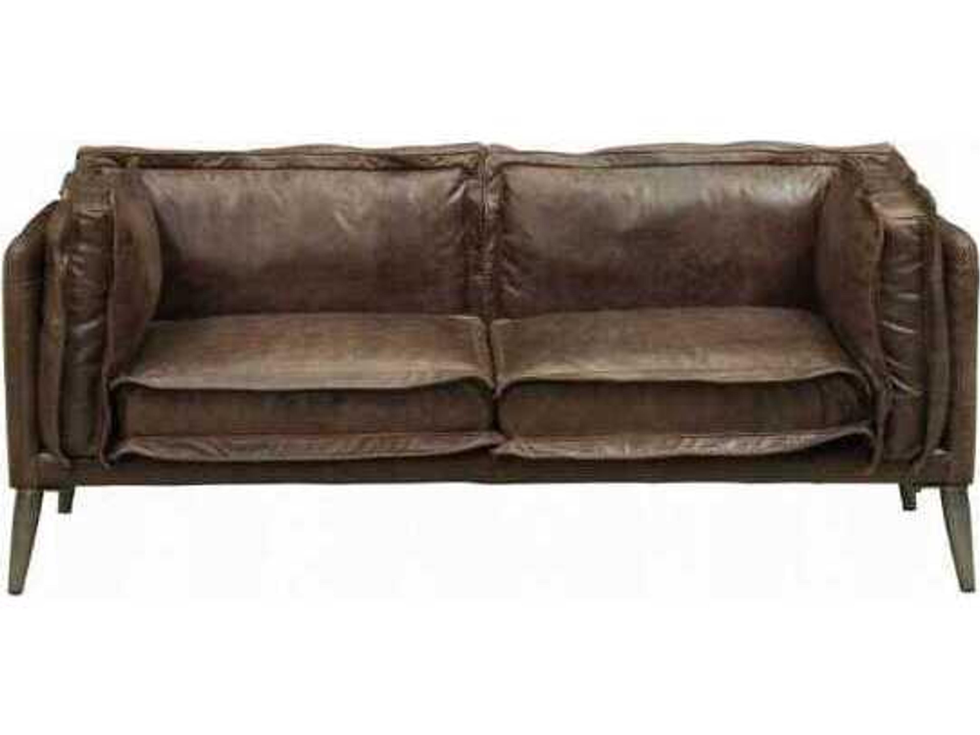 Acme Furniture Porchester Distress Chocolate Brown Leather Loveseat
