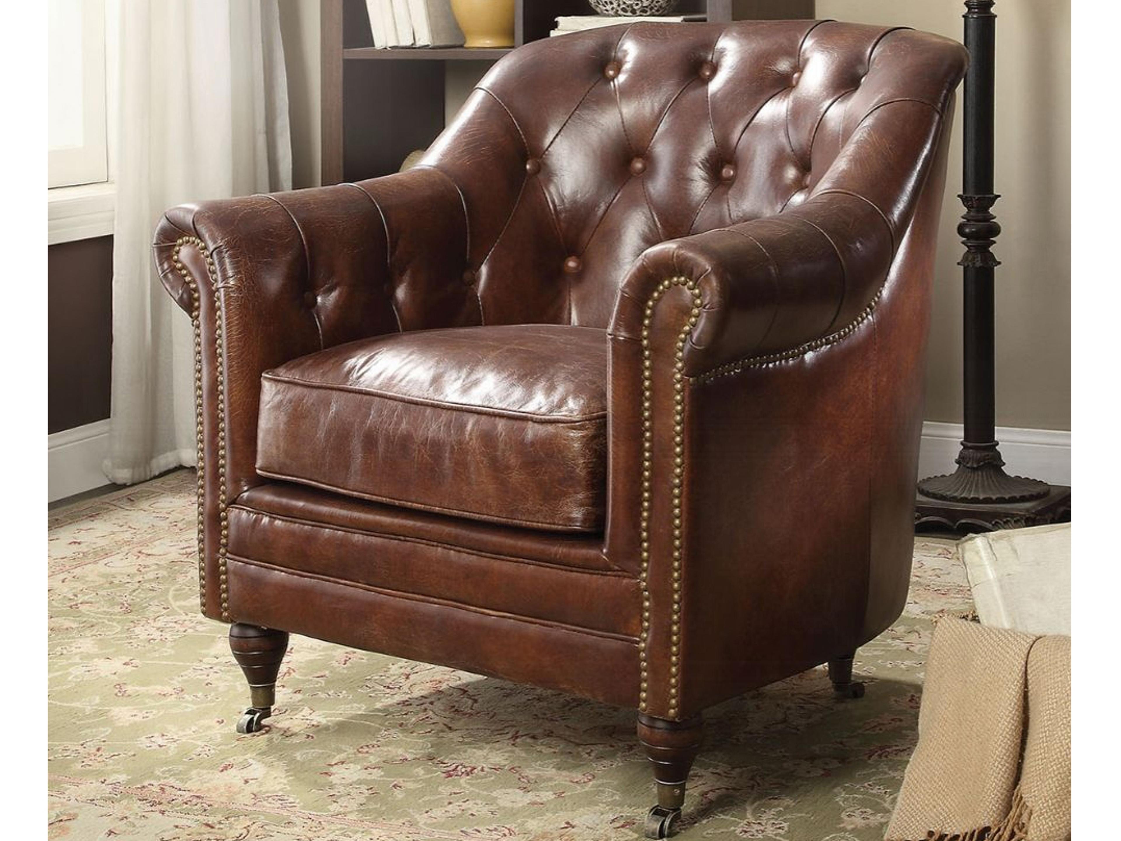 Brown Leather Accent Chair