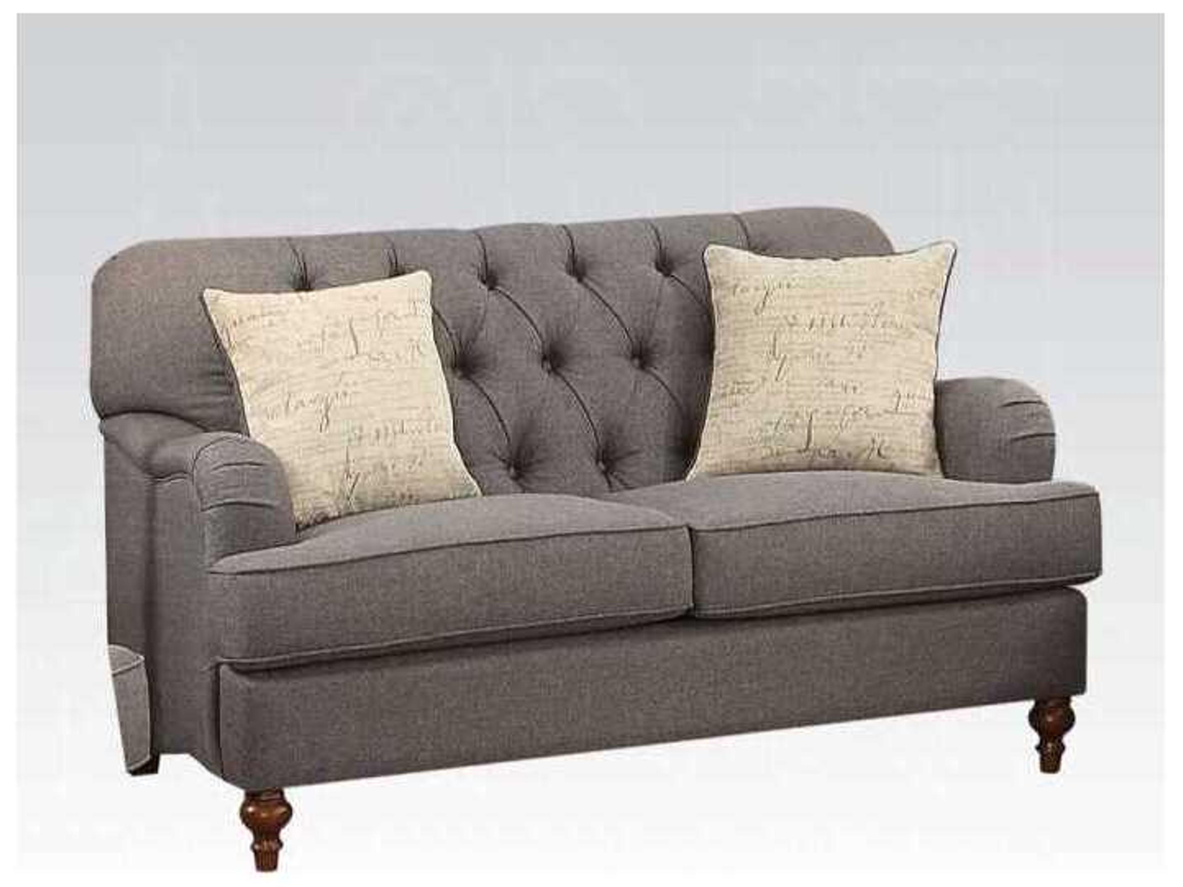 Dark Gray Fabric Upholstered Loveseat