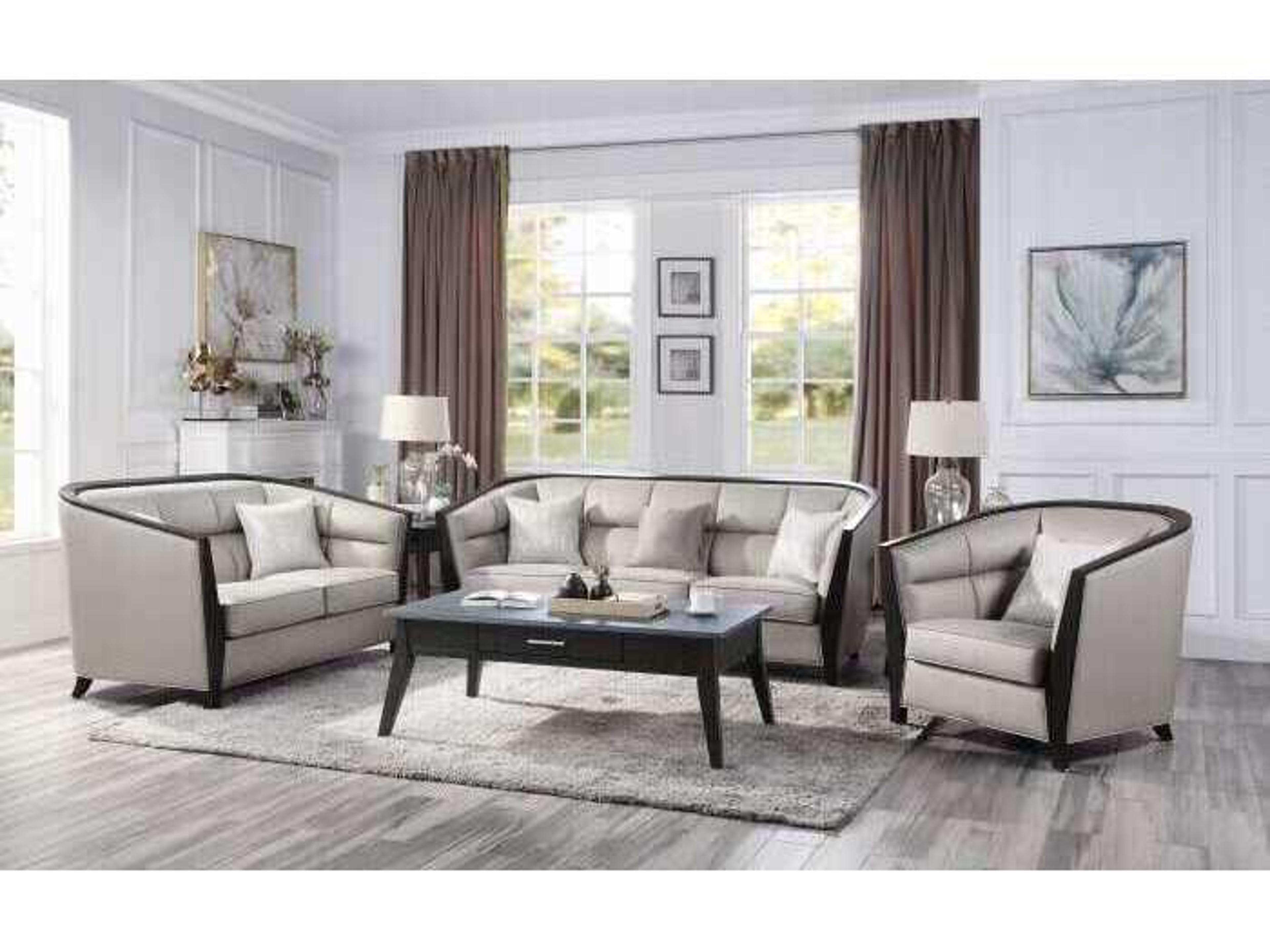 Acme Furniture Beige Fabric Upholstered Loveseat