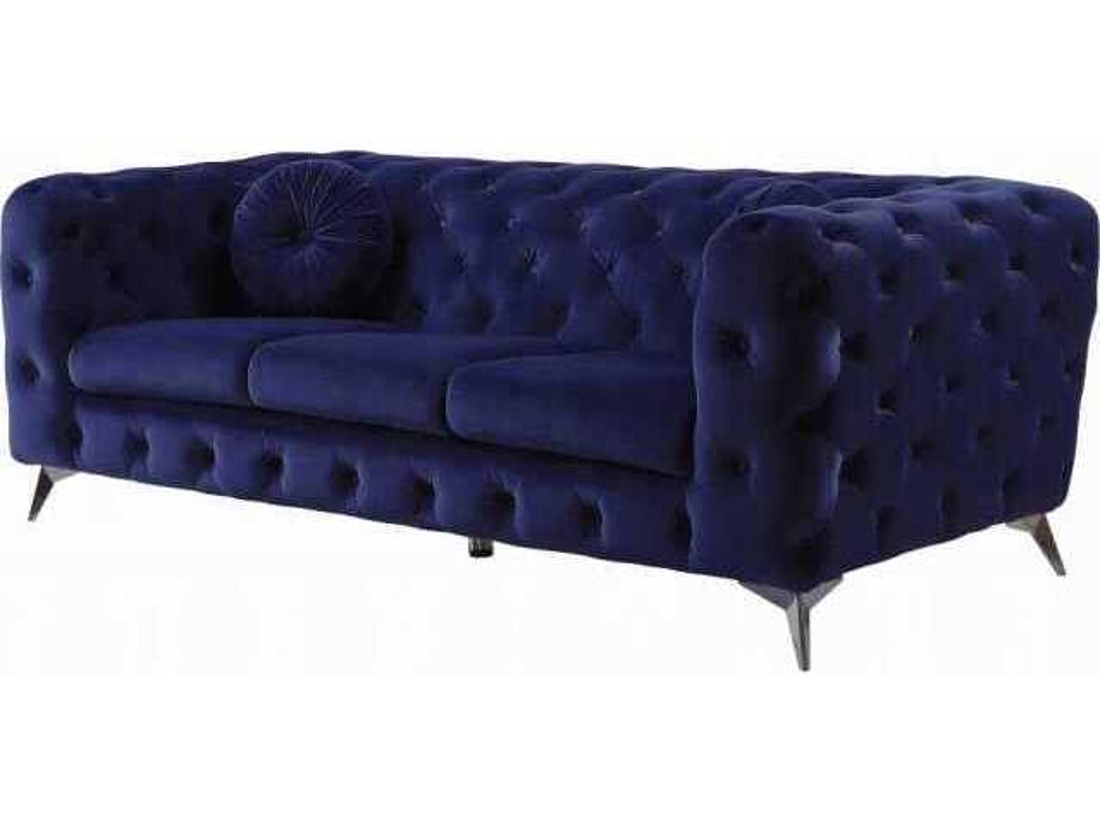 Atronia Blue Velvet Upholstered Sofa