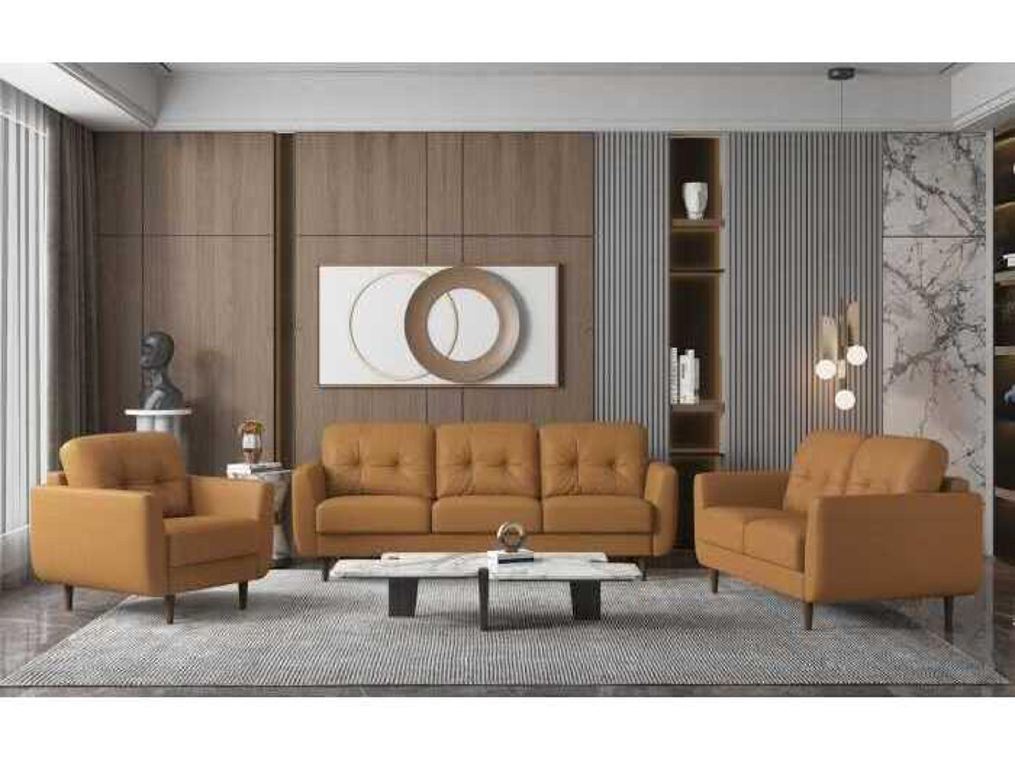Acme Furniture Radwan Camel Brown Leather Sofa