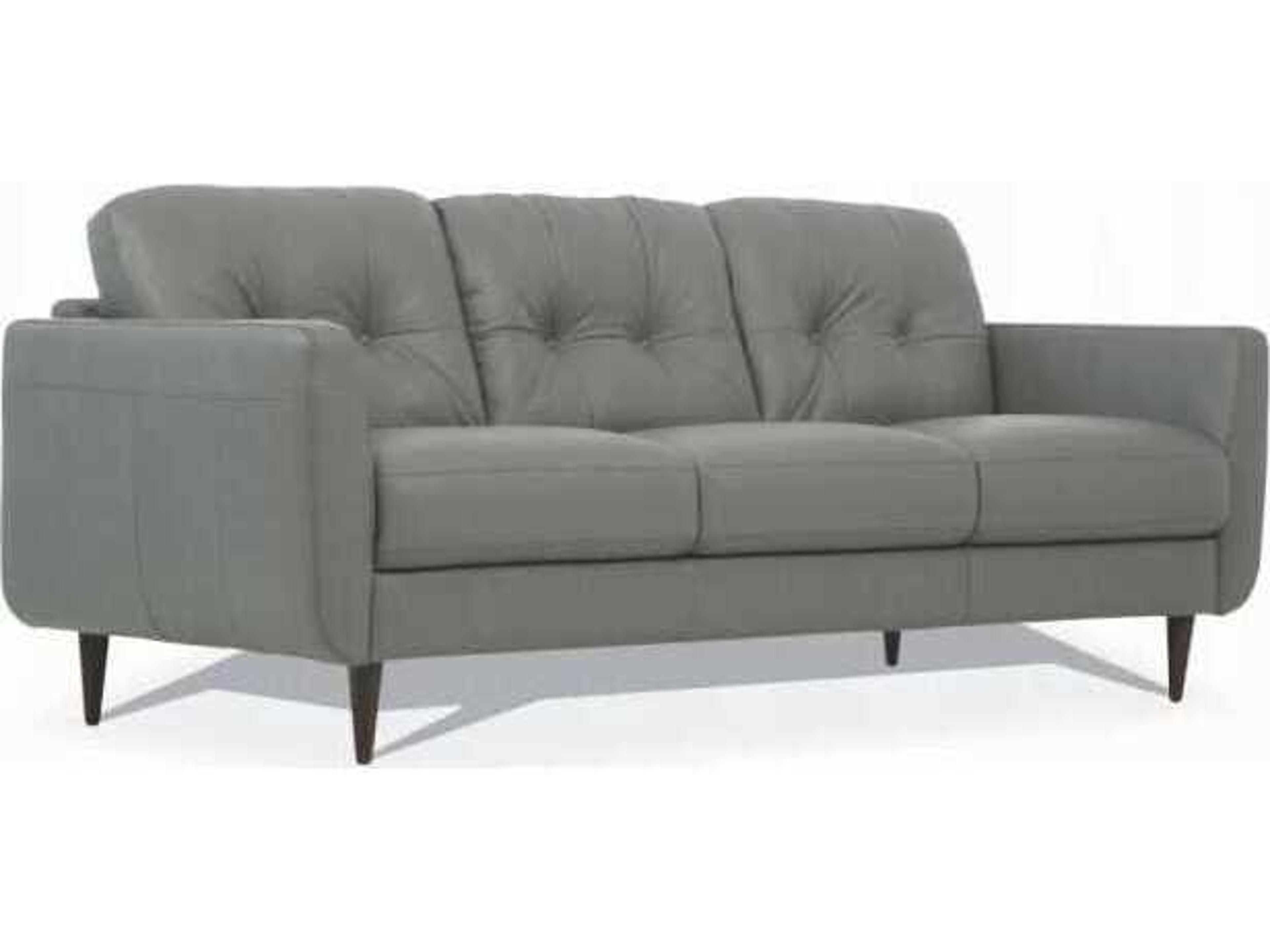 Radwan Pesto Green Leather Sofa