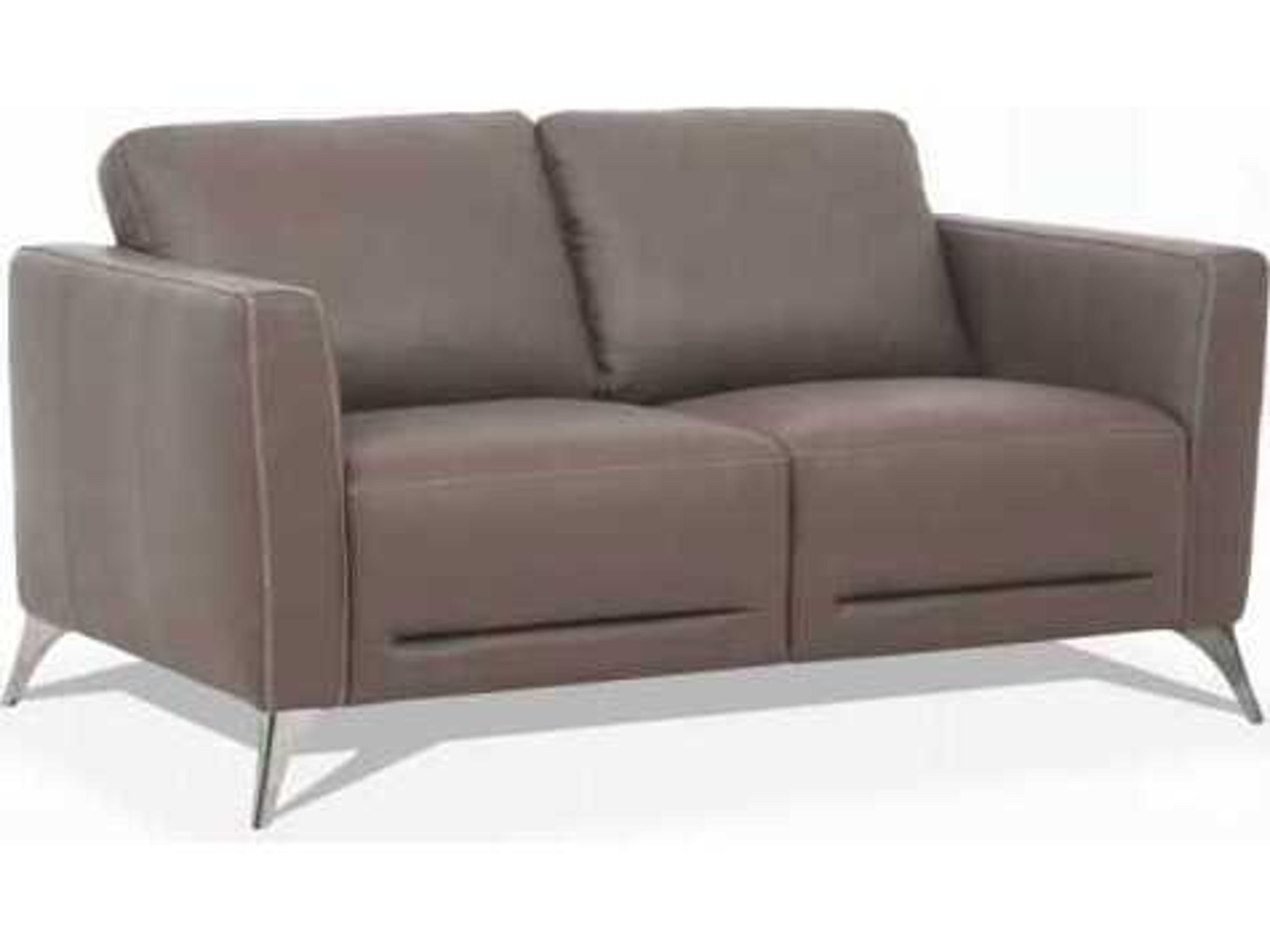 Malaga Taupe Brown Leather Loveseat