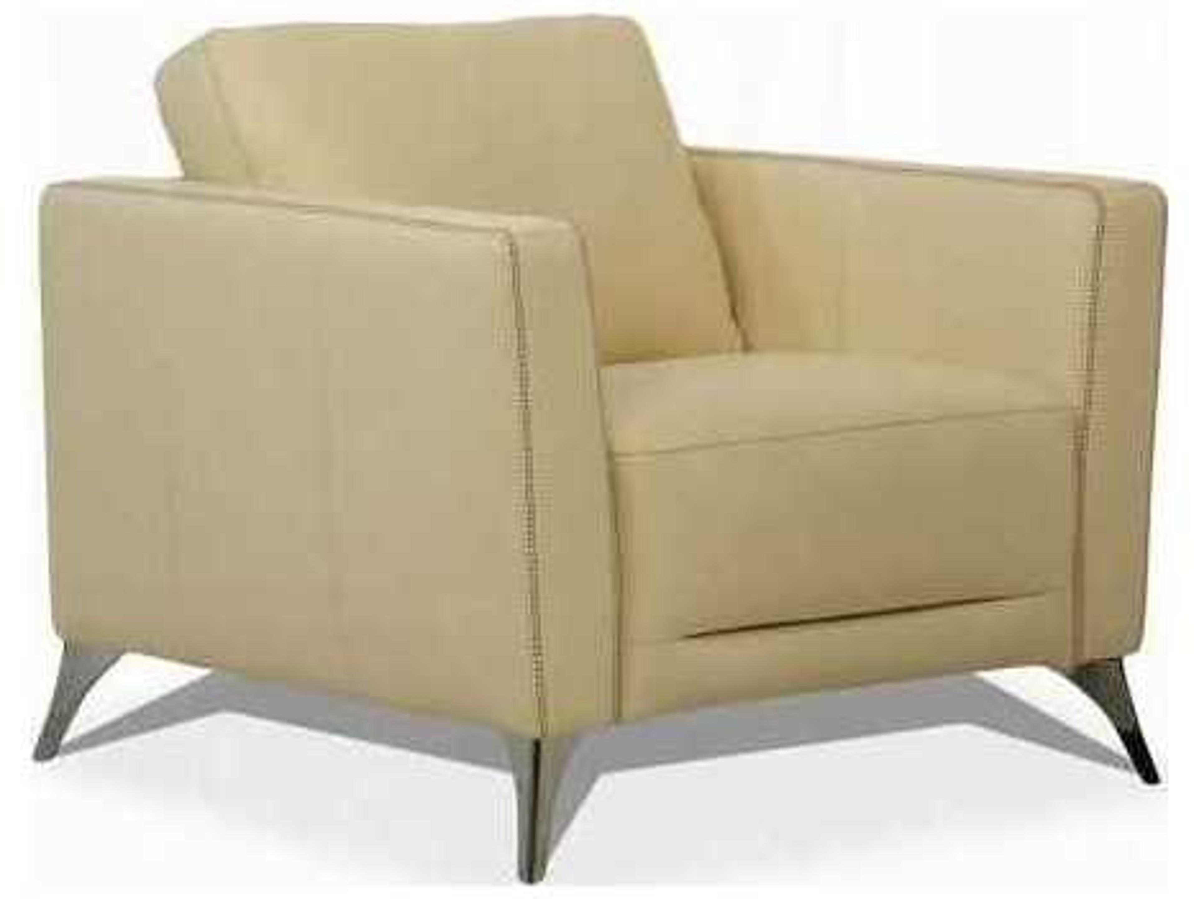 Malaga Cream Leather Accent Chair