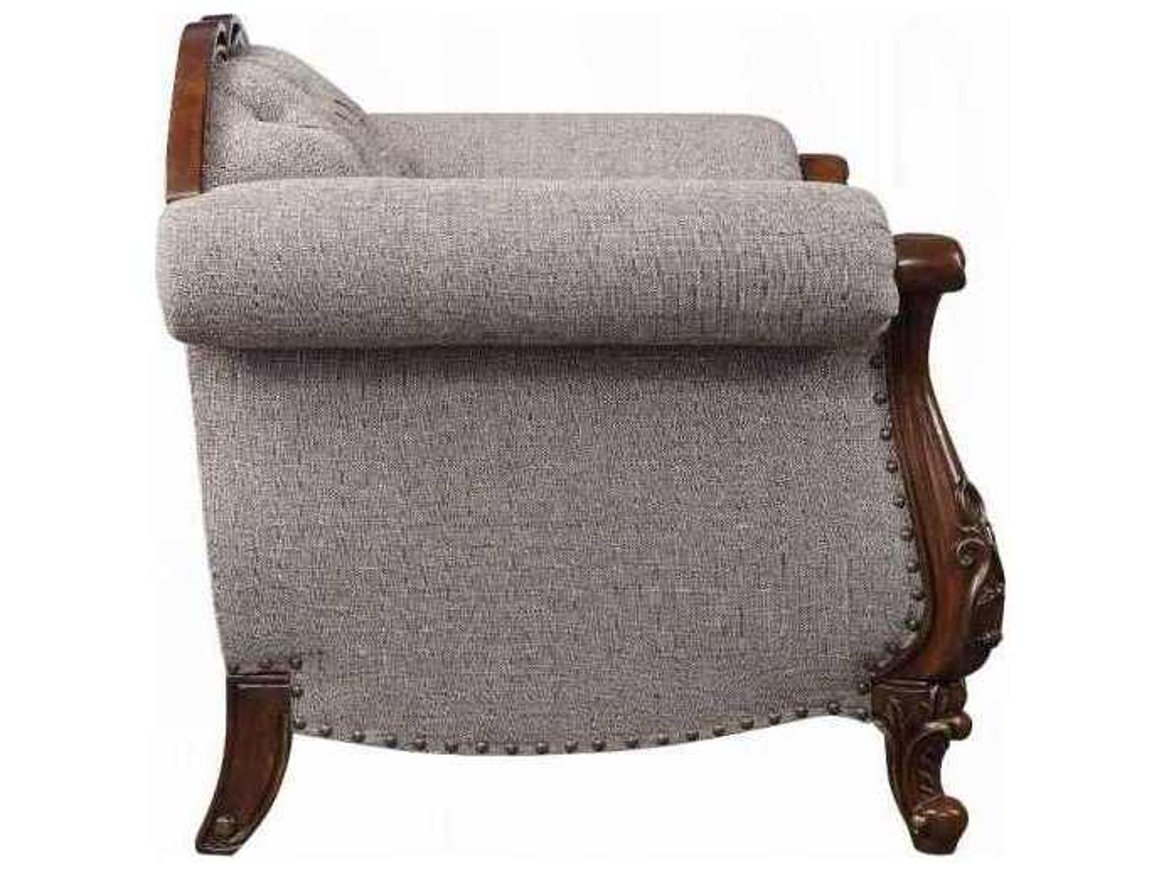 Acme Furniture Fabric Cherry Gray Upholstered Loveseat