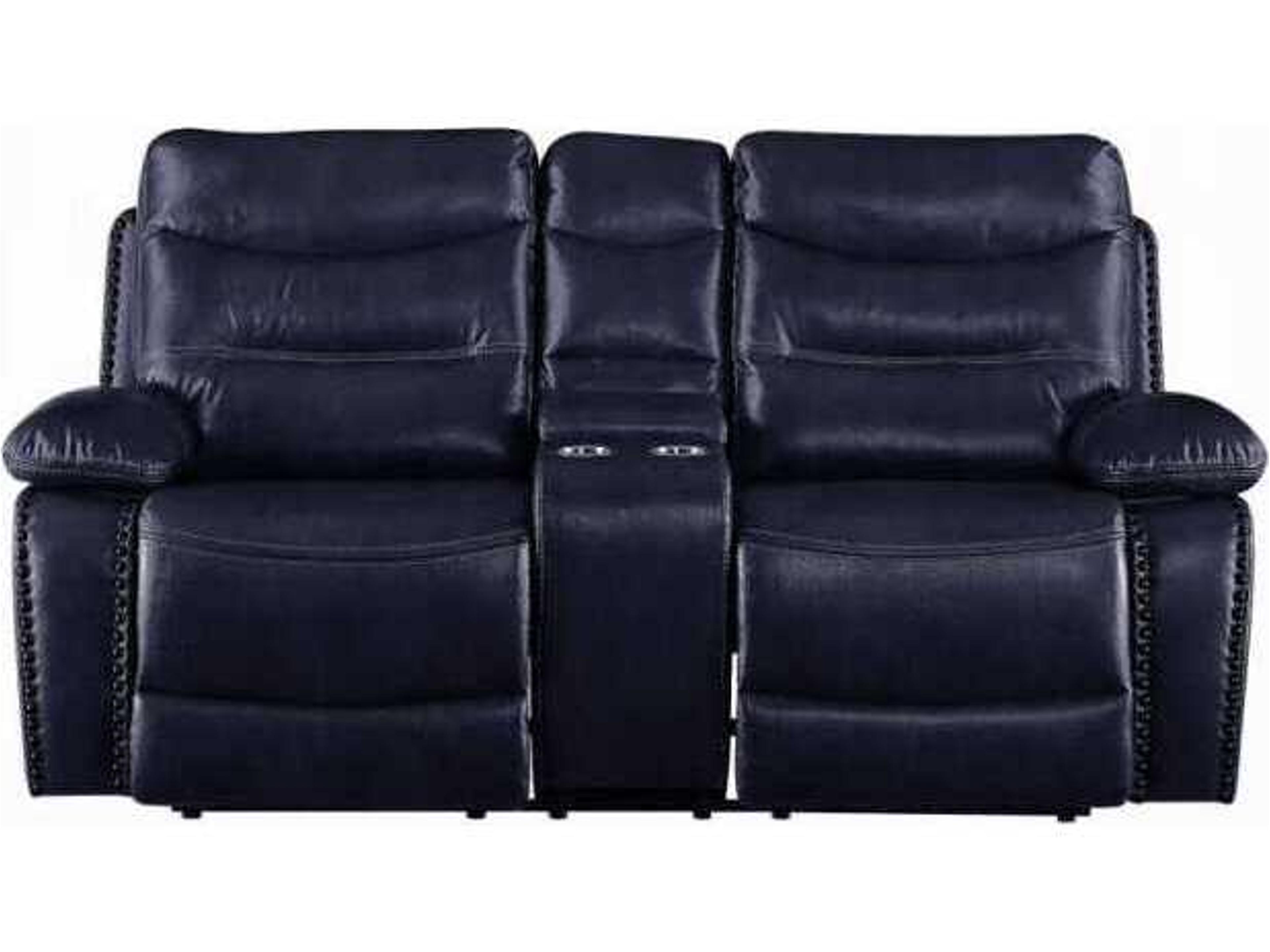 Acme Furniture Aashi Blue Faux Leather Loveseat