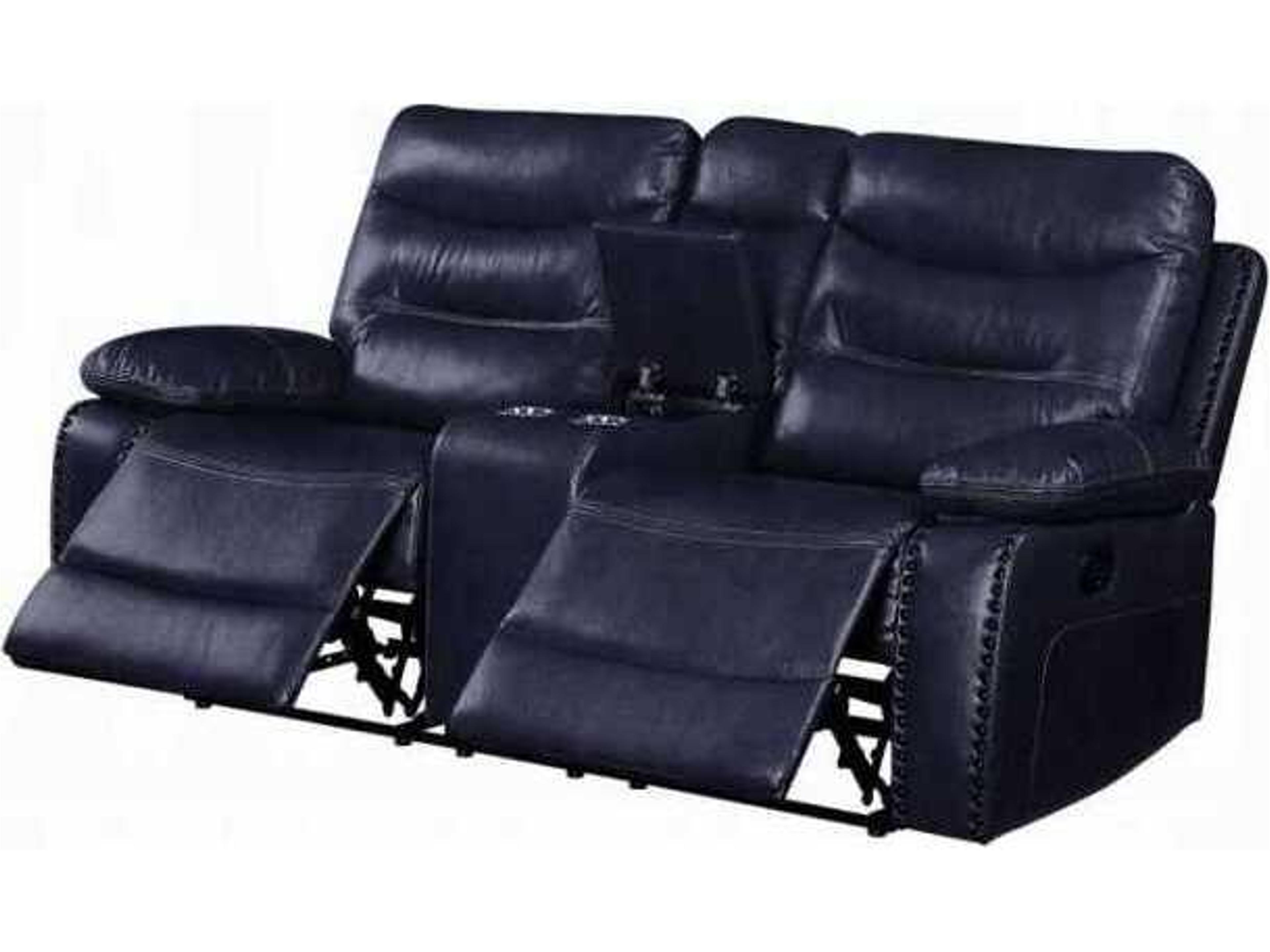 Acme Furniture Aashi Blue Faux Leather Loveseat