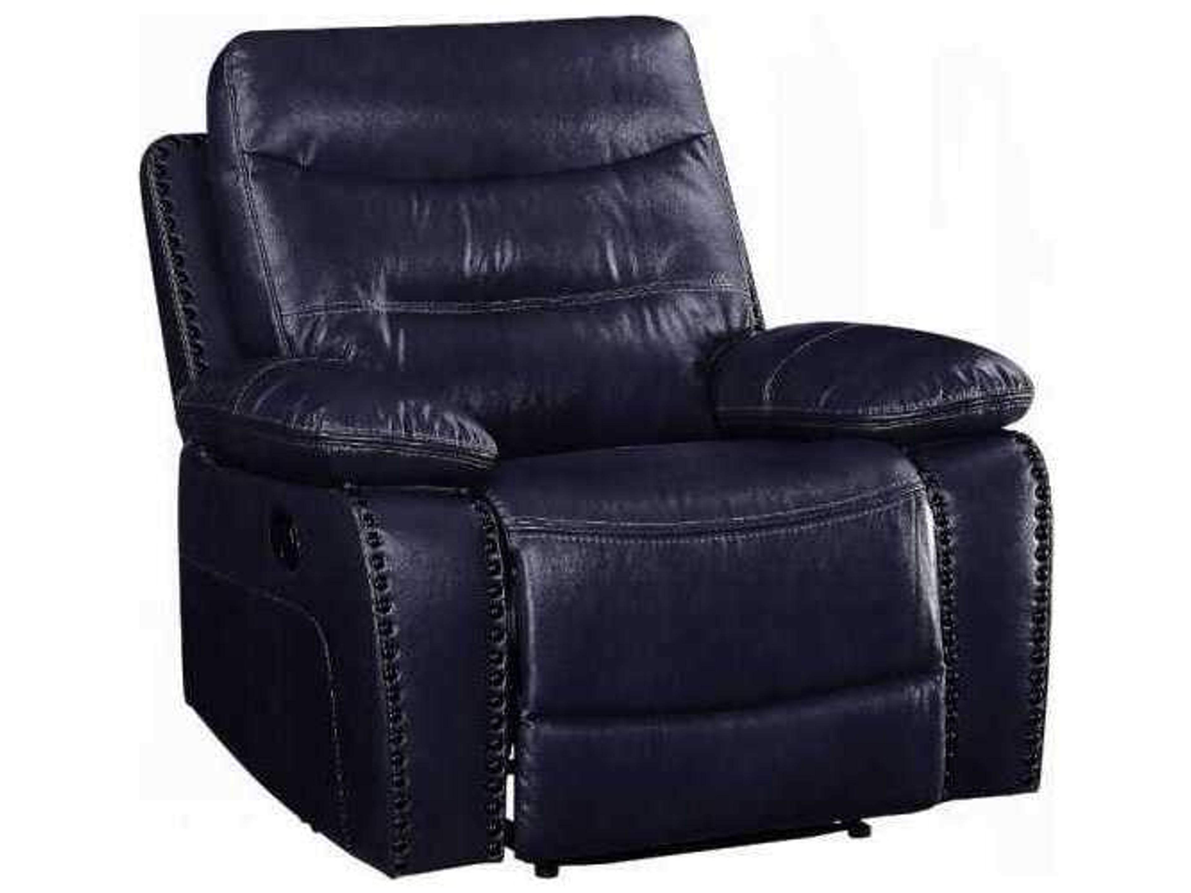 Aashi Blue Faux Leather Recliner