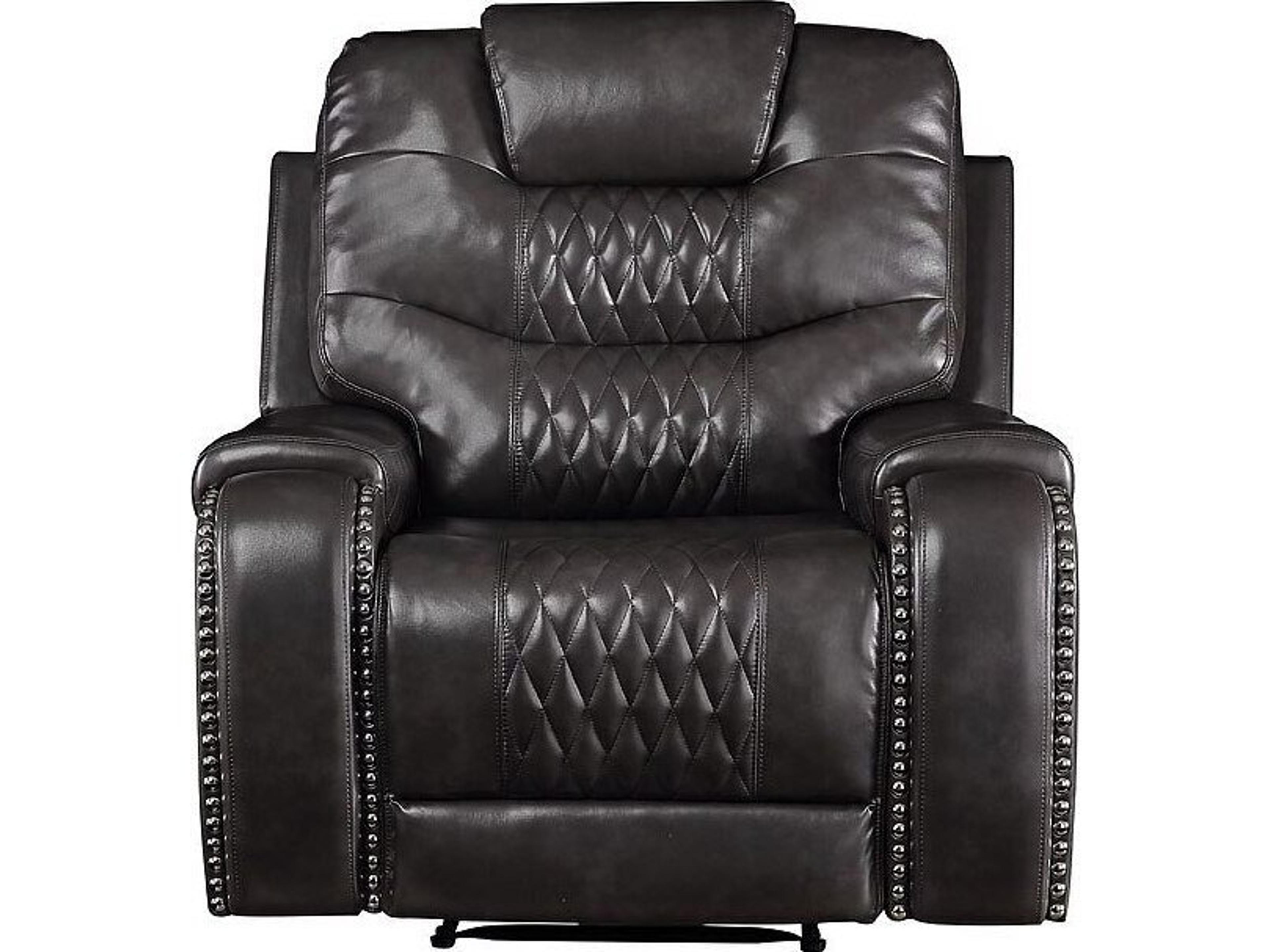 Acme Furniture Braylon Magnetite Synthetic Leather Gray Faux Recliner