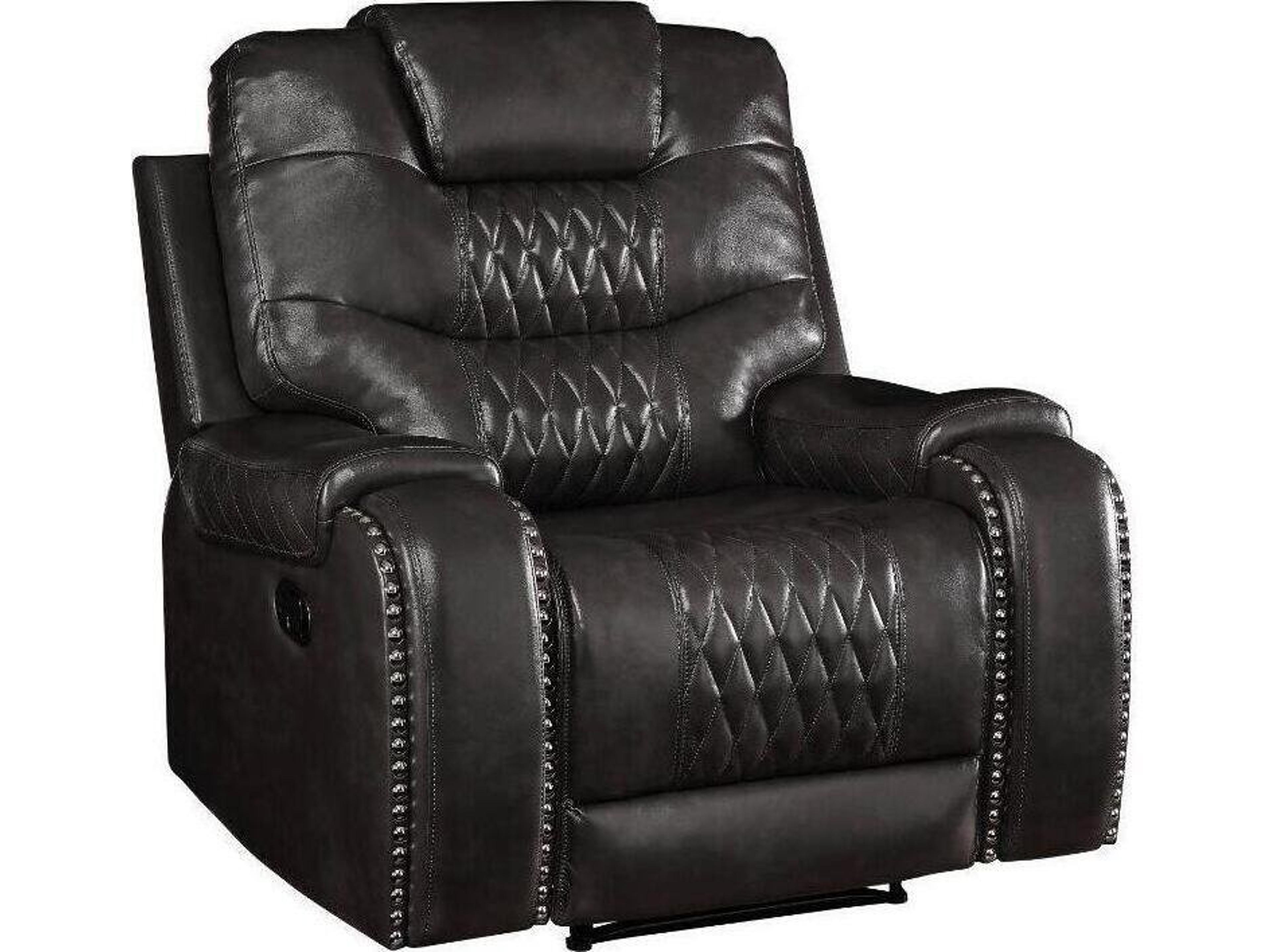 Braylon Magnetite Synthetic Leather Gray Faux Recliner