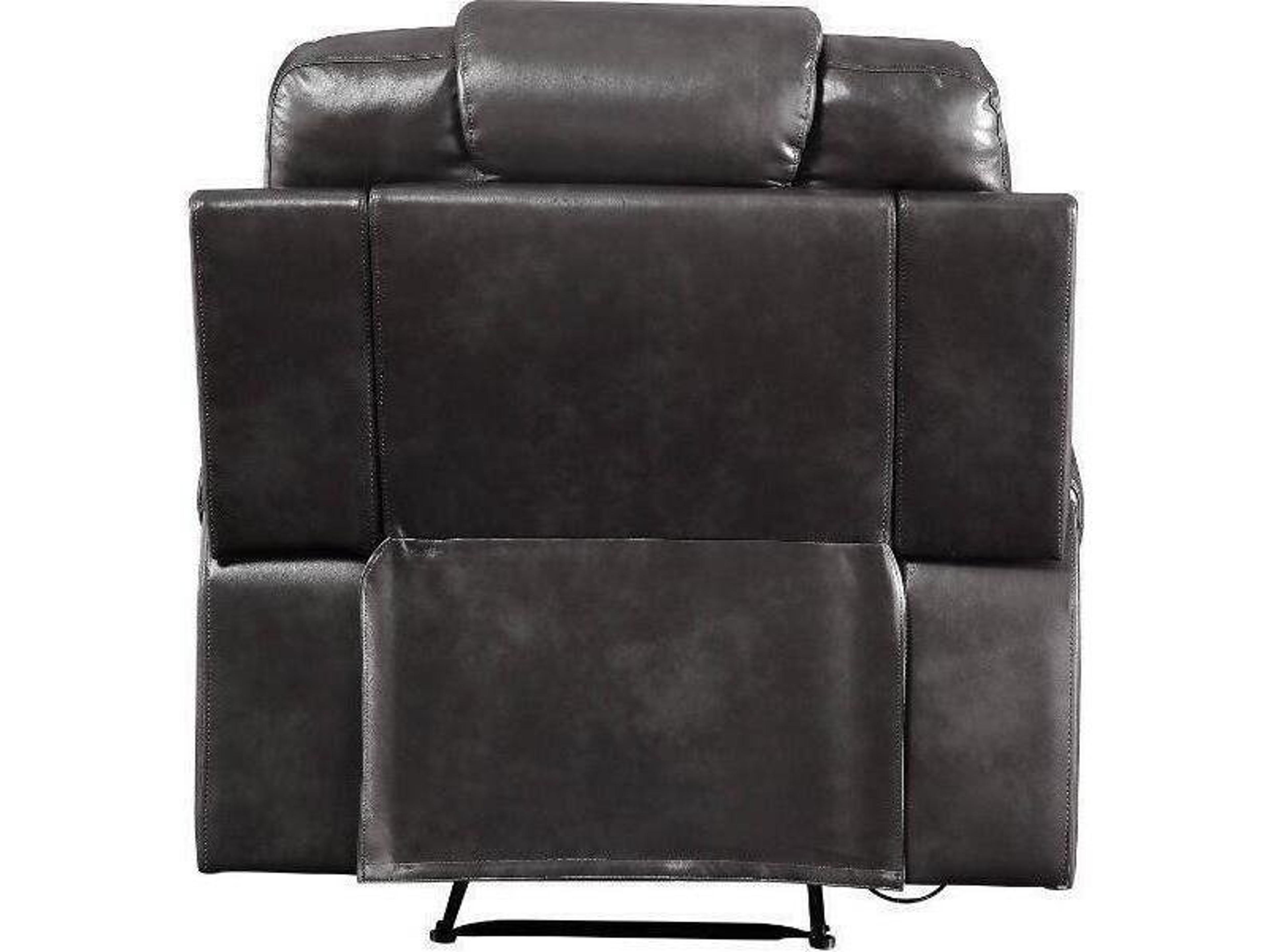 Acme Furniture Braylon Magnetite Synthetic Leather Gray Faux Recliner