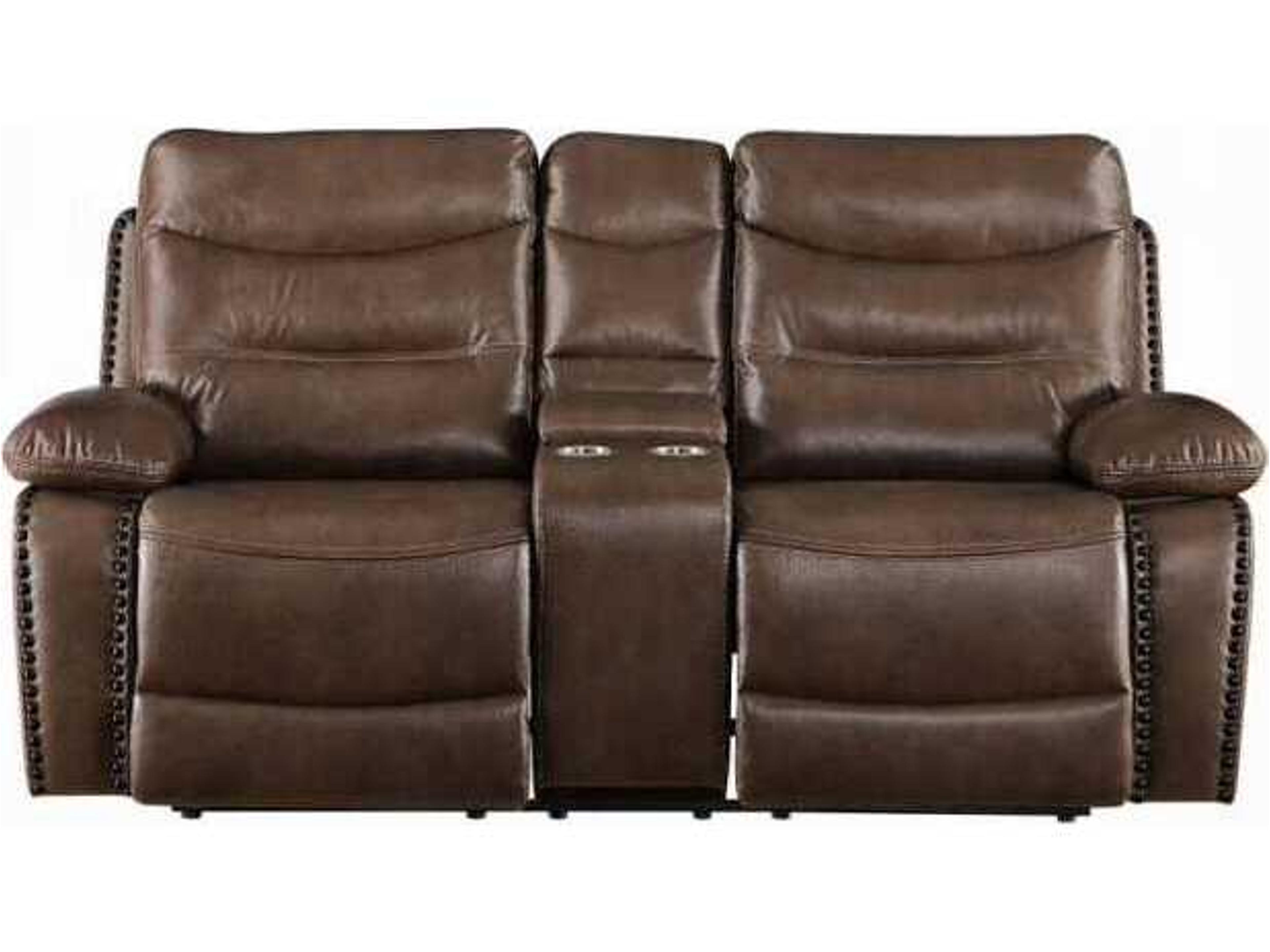 Acme Furniture Aashi Brown Faux Leather Loveseat