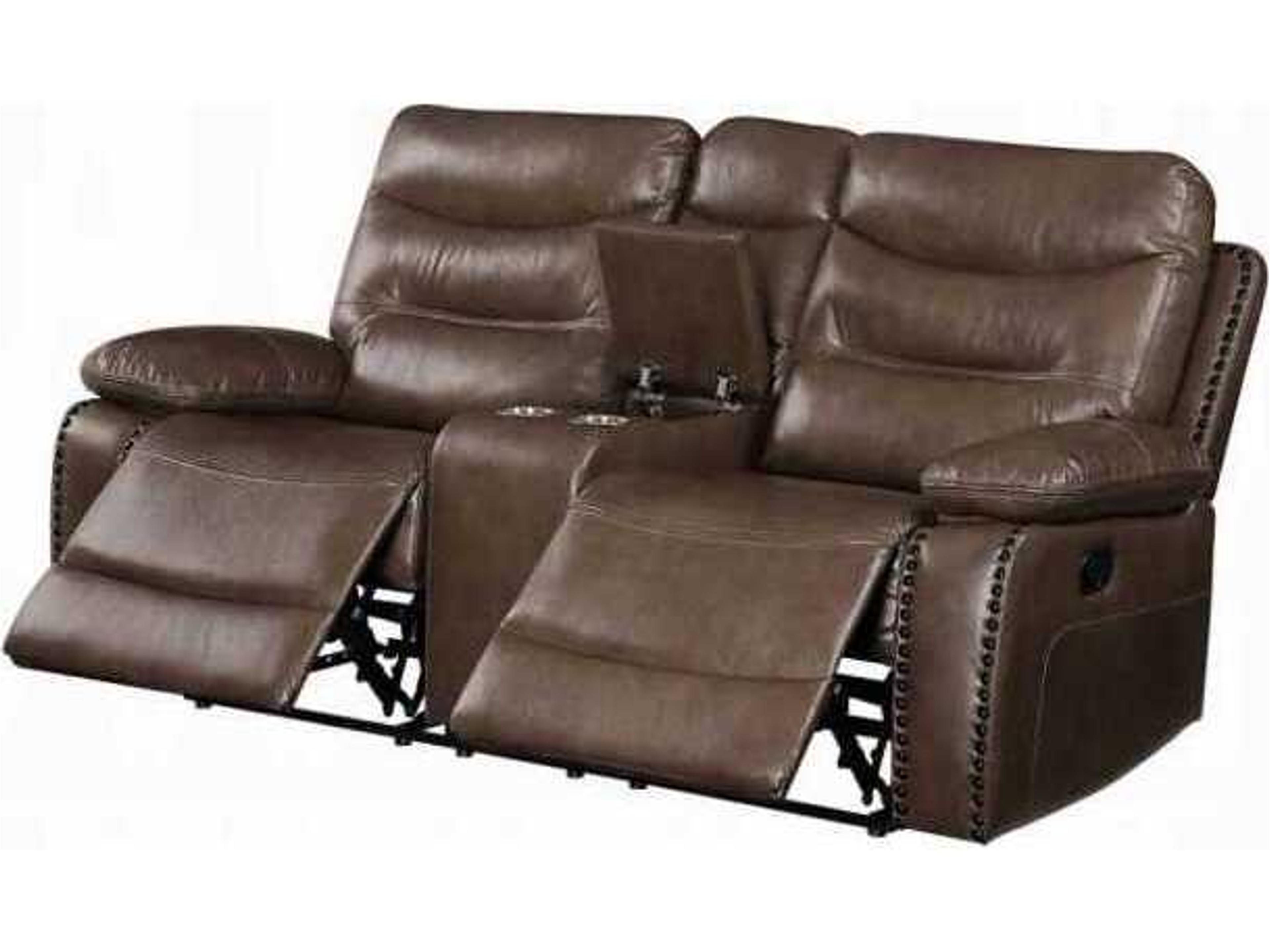 Acme Furniture Aashi Brown Faux Leather Loveseat