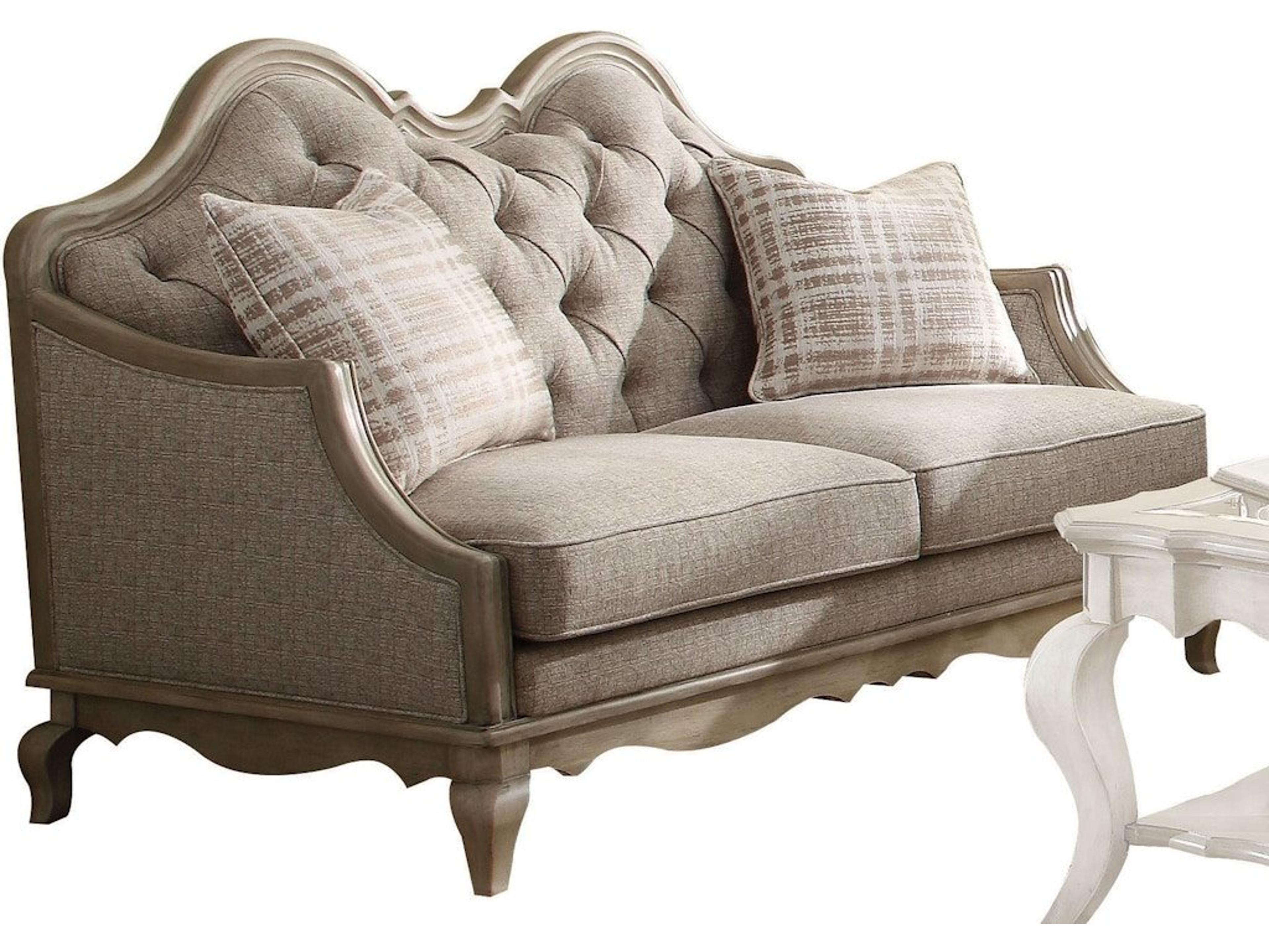 Chelmsford Beige Fabric Antique Taupe Upholstered Loveseat