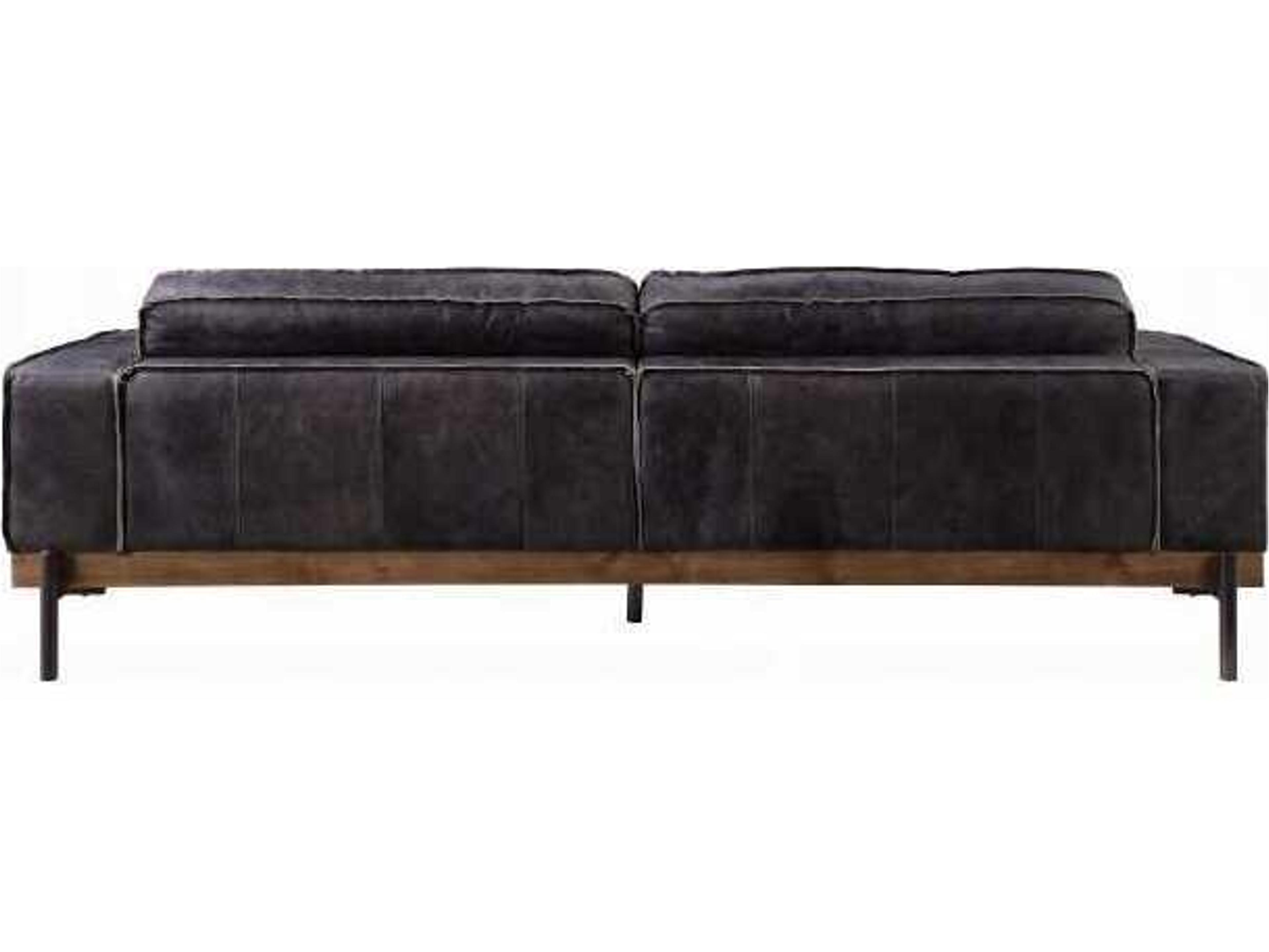 Acme Furniture Silchester Antique Ebony Black Leather Sofa