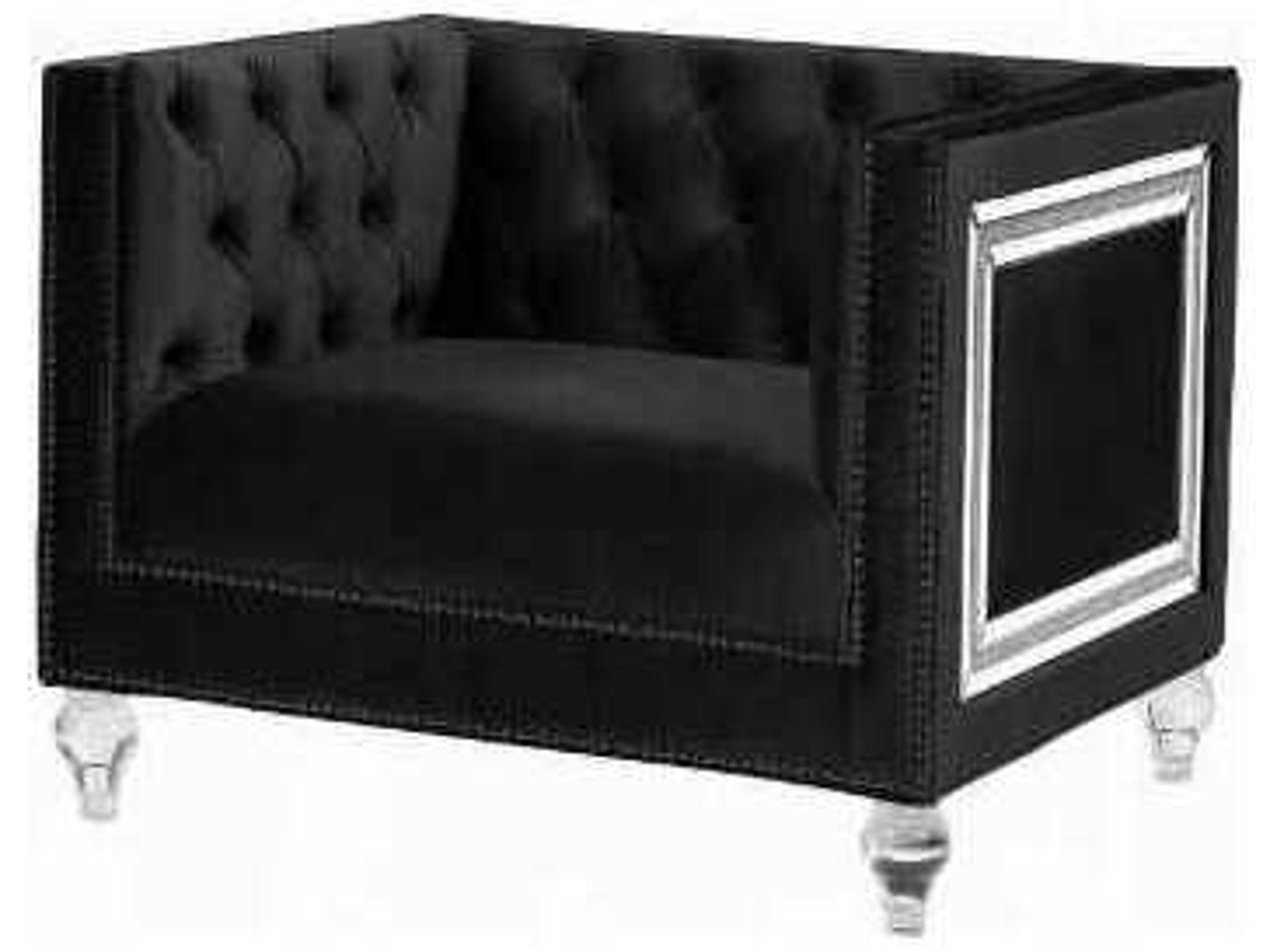 Heibero Black Velvet Accent Chair