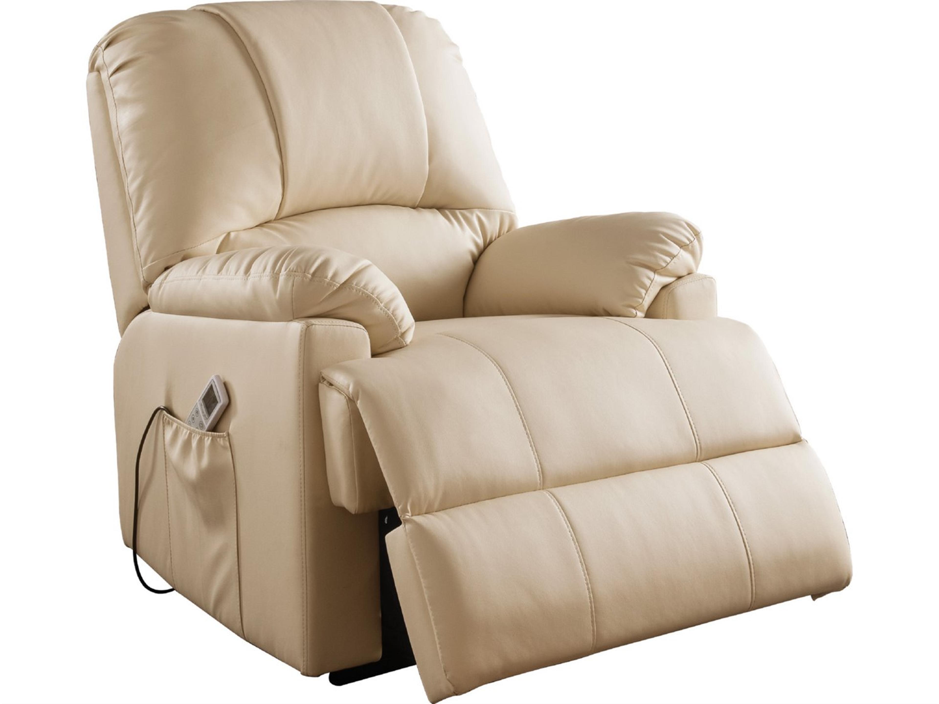 Acme Furniture Ixora Beige Synthetic Leather Faux Recliner