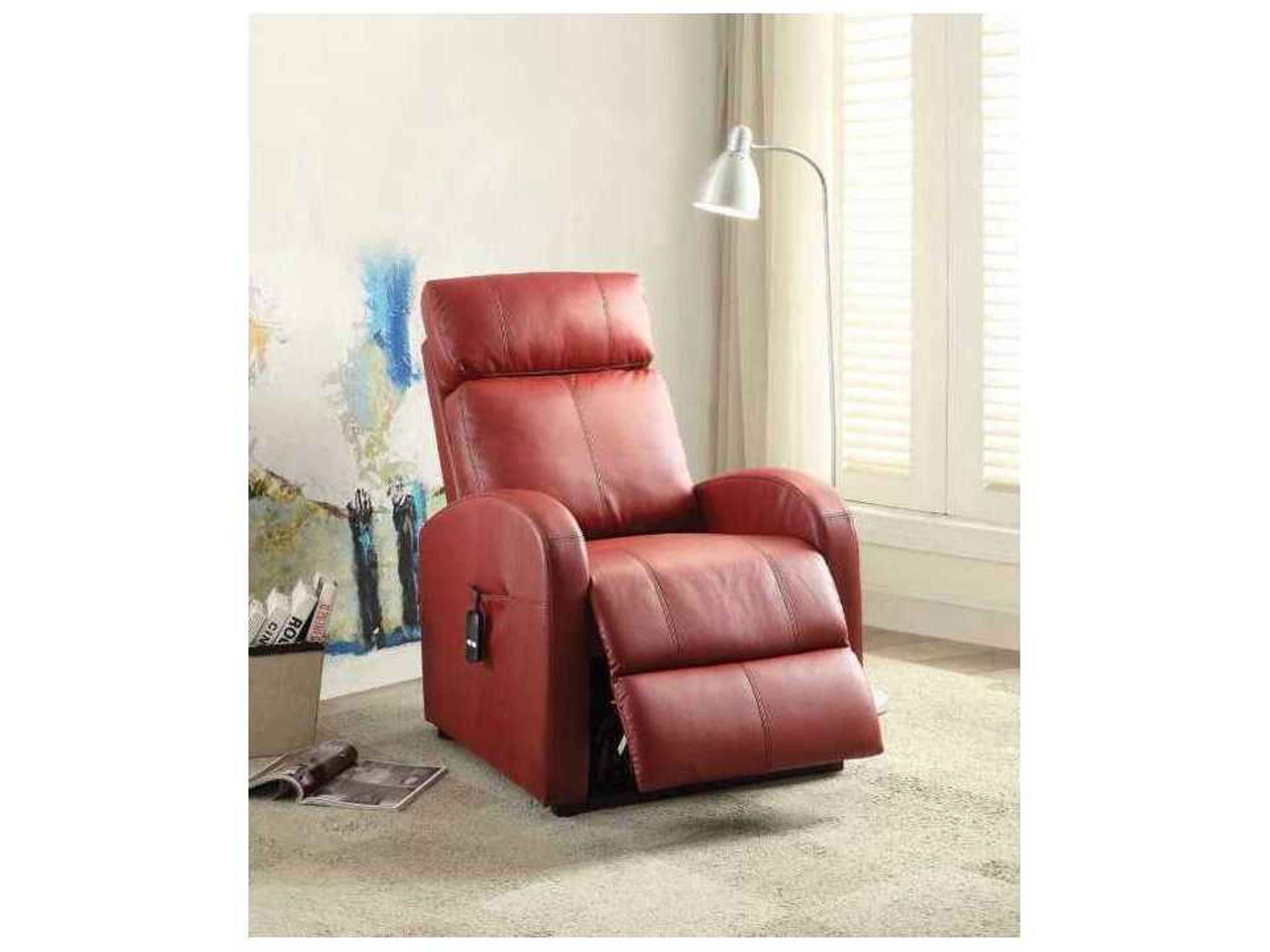 Acme Furniture Ricardo Red Synthetic Leather Faux Recliner