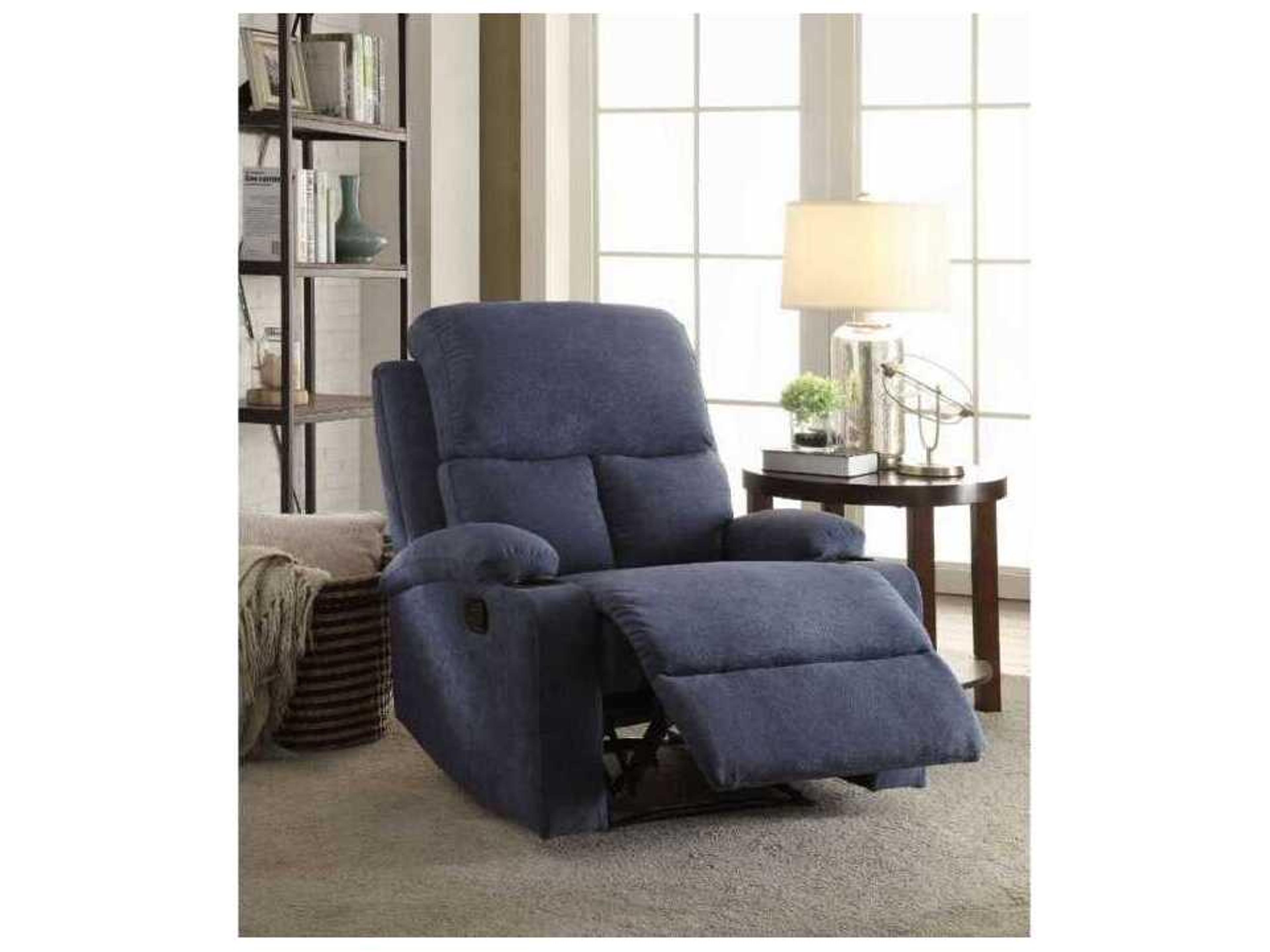 Acme Furniture Rosia Blue Velvet Upholstered Recliner