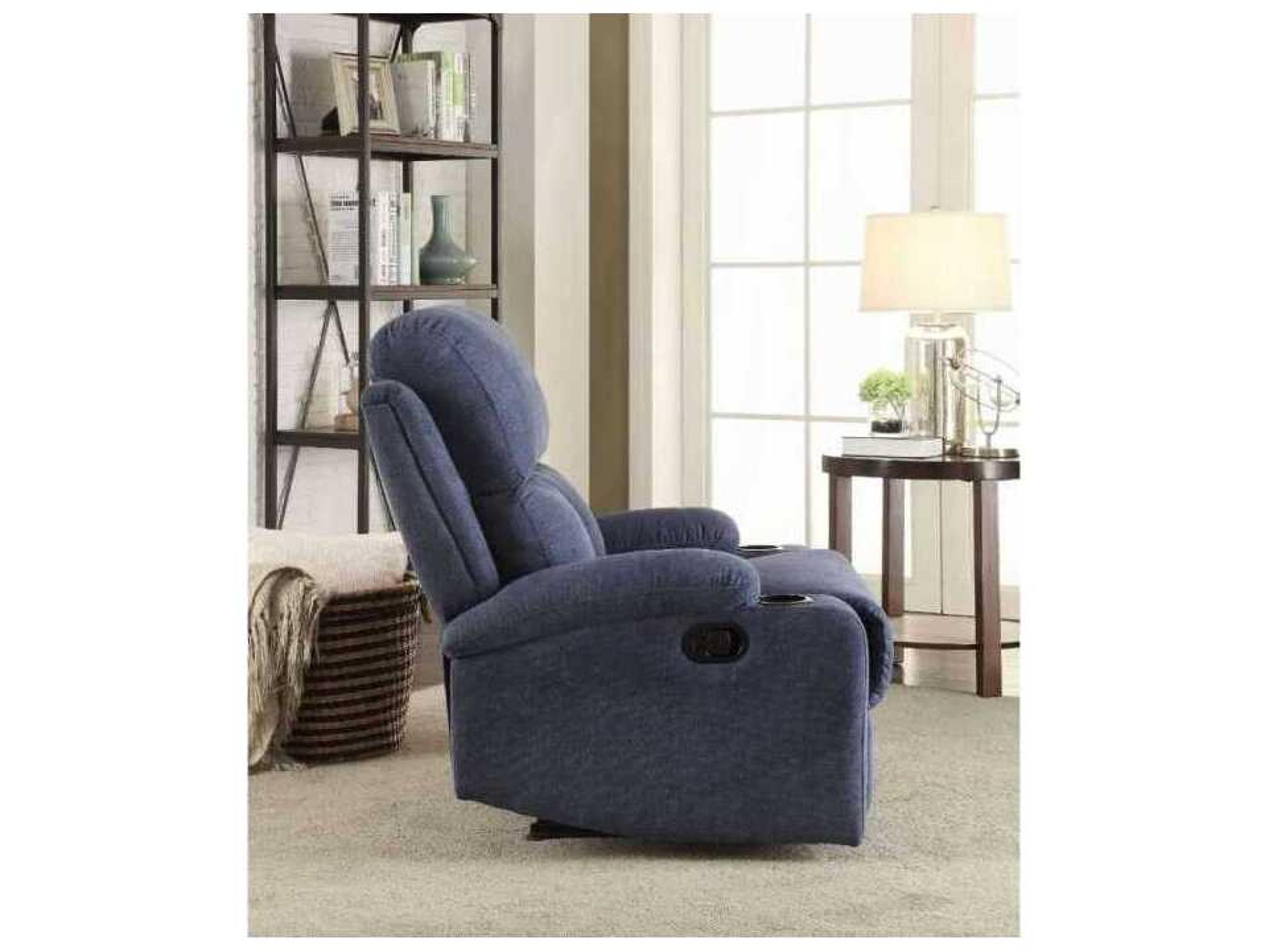 Acme Furniture Rosia Blue Velvet Upholstered Recliner