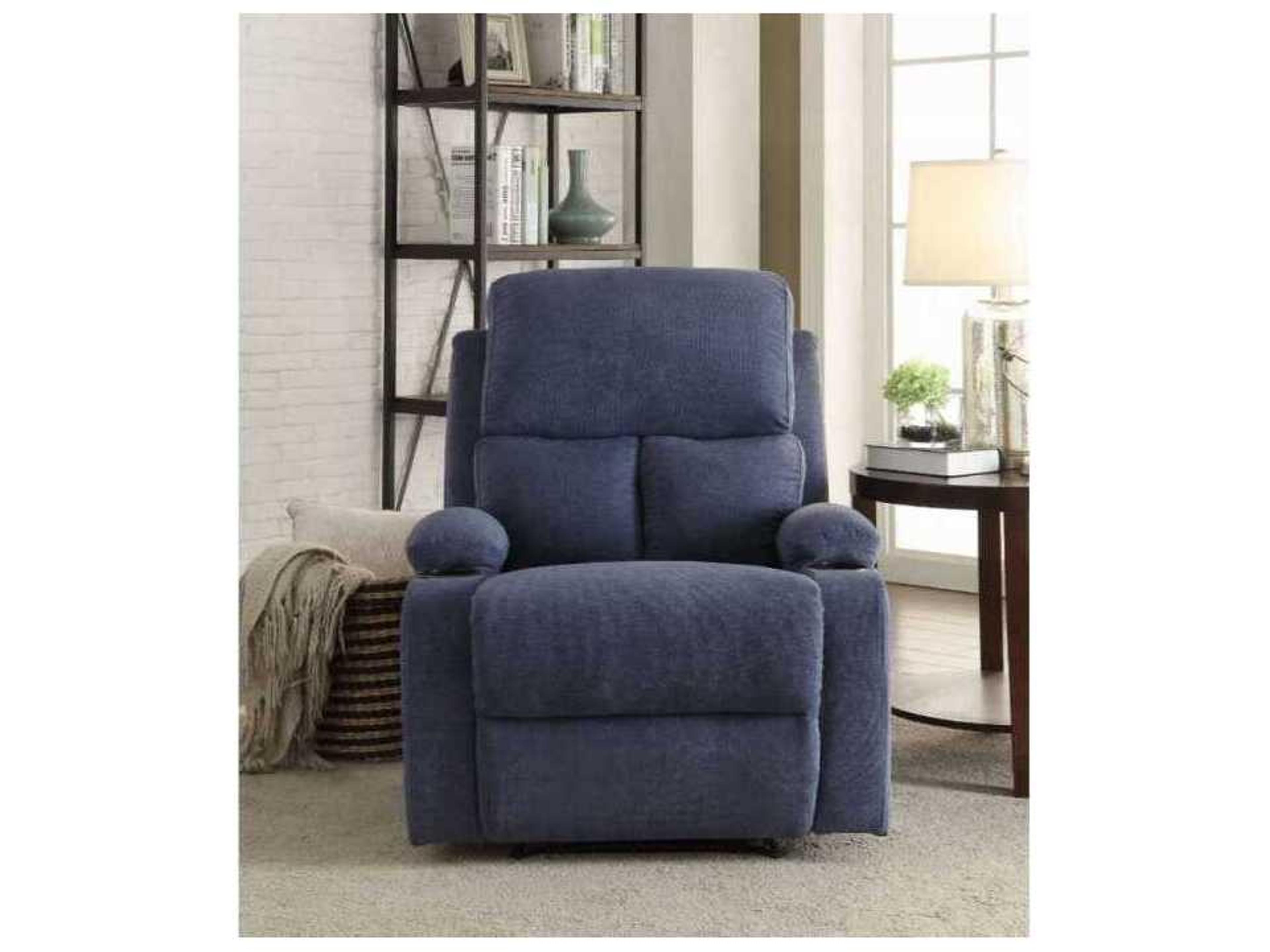 Acme Furniture Rosia Blue Velvet Upholstered Recliner