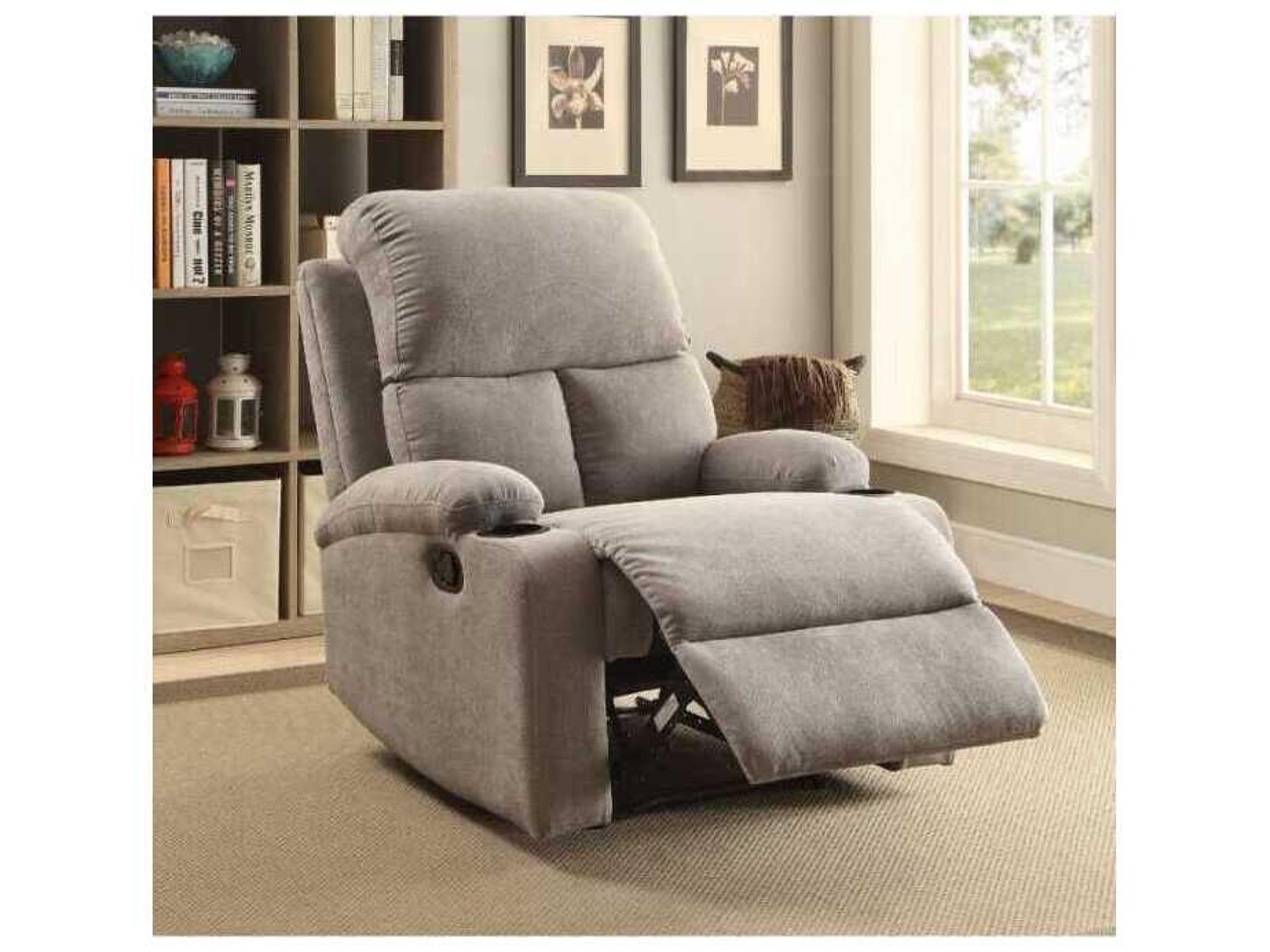 Acme Furniture Rosia Gray Velvet Upholstered Recliner