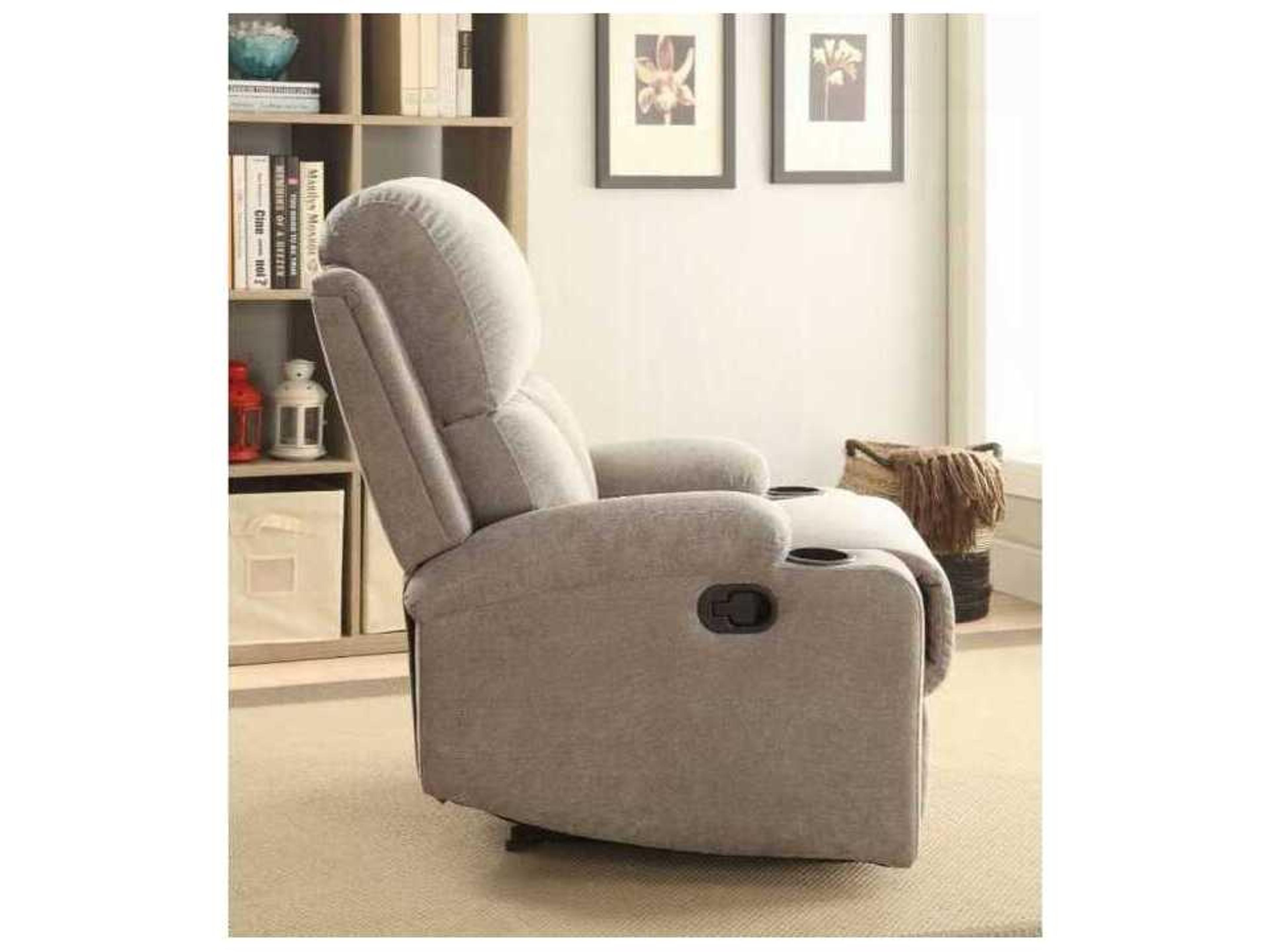 Acme Furniture Rosia Gray Velvet Upholstered Recliner