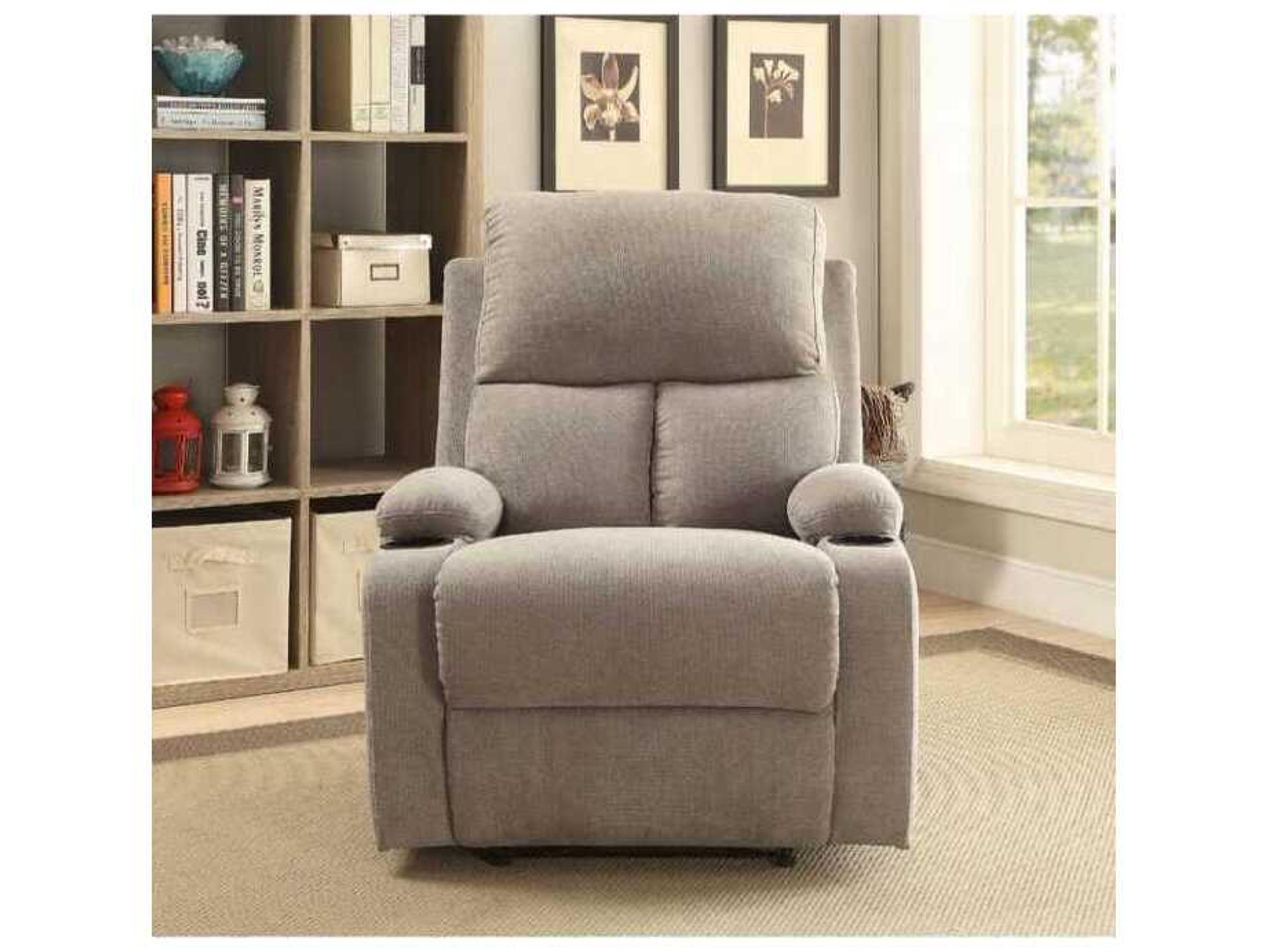 Acme Furniture Rosia Gray Velvet Upholstered Recliner