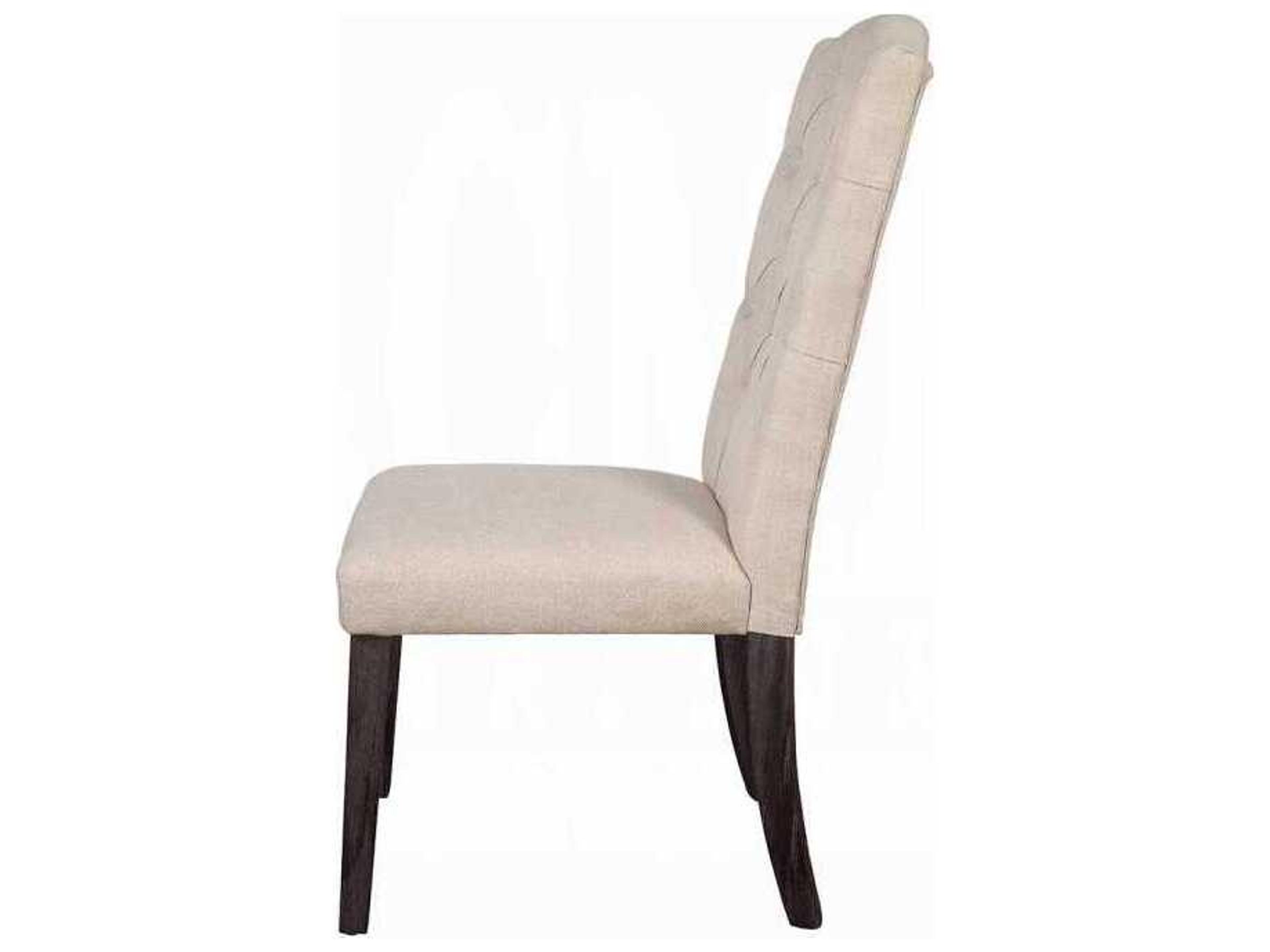 Acme Furniture Gerardo Solid Wood Beige Upholstered Armless Dining Chair Set of 2