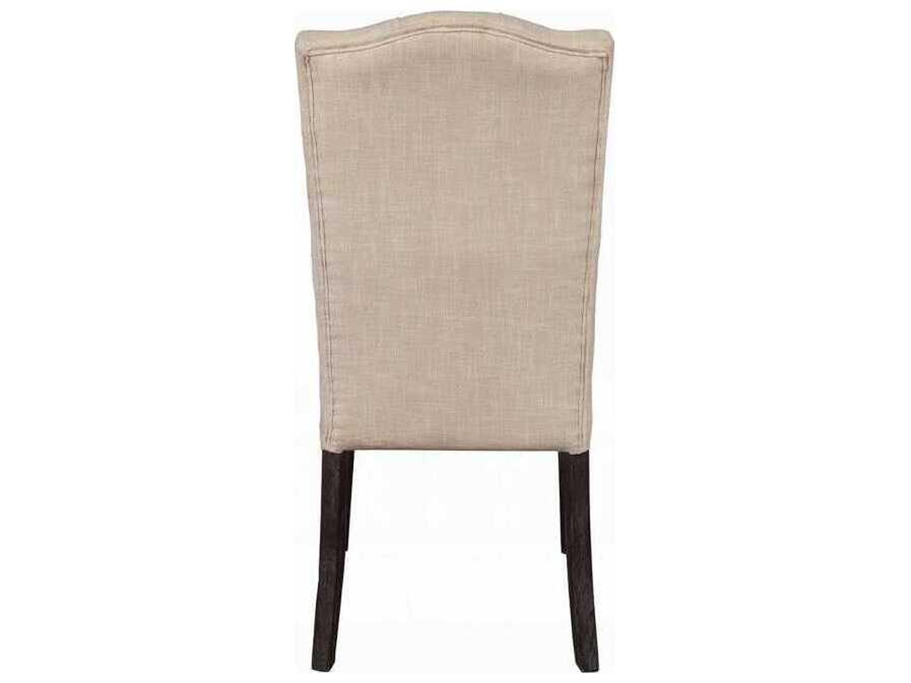 Acme Furniture Gerardo Solid Wood Beige Upholstered Armless Dining Chair Set of 2