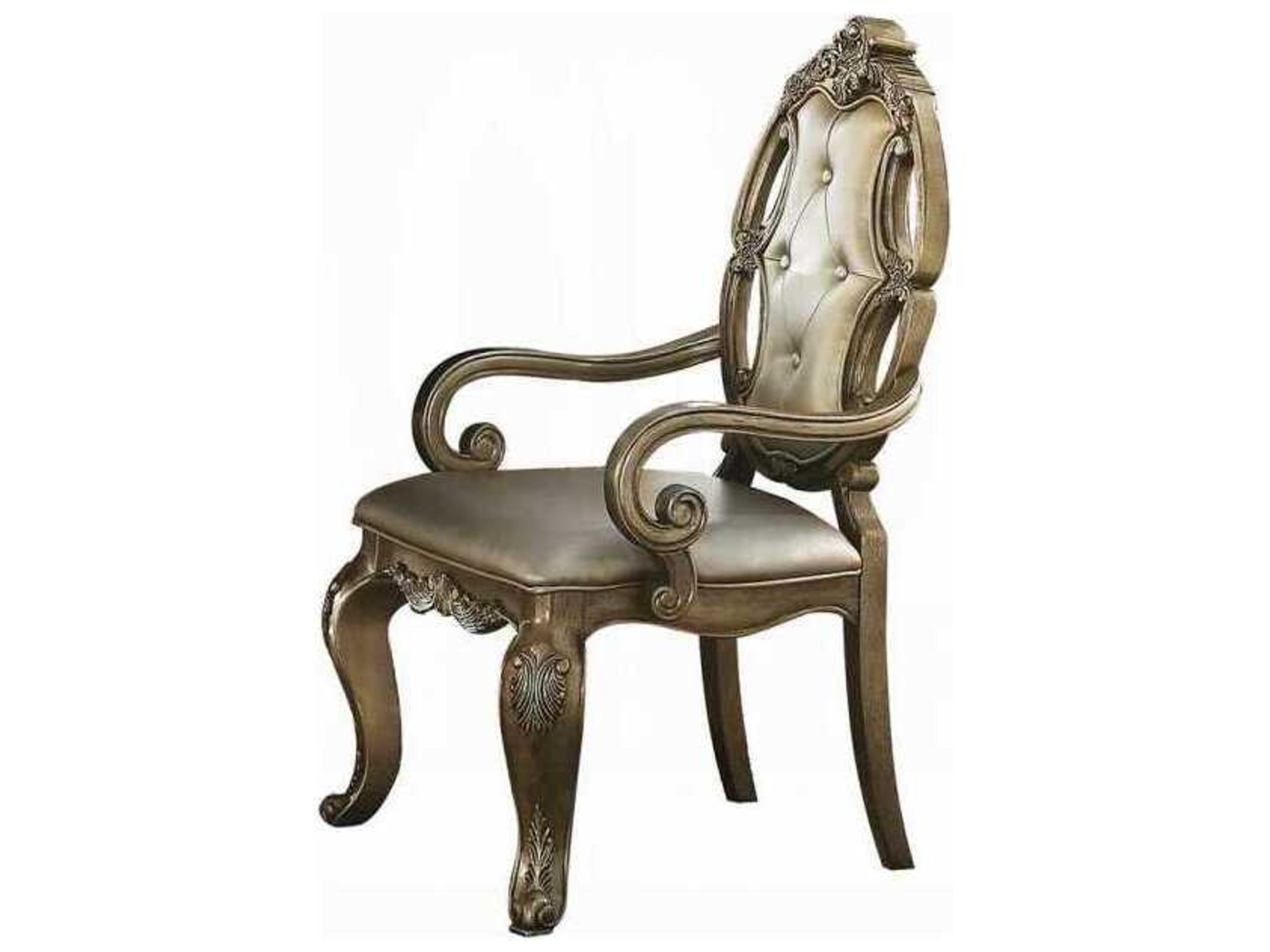 Ragenardus Traditional Upholstered Dining Armchair in Vintage Oak Finish