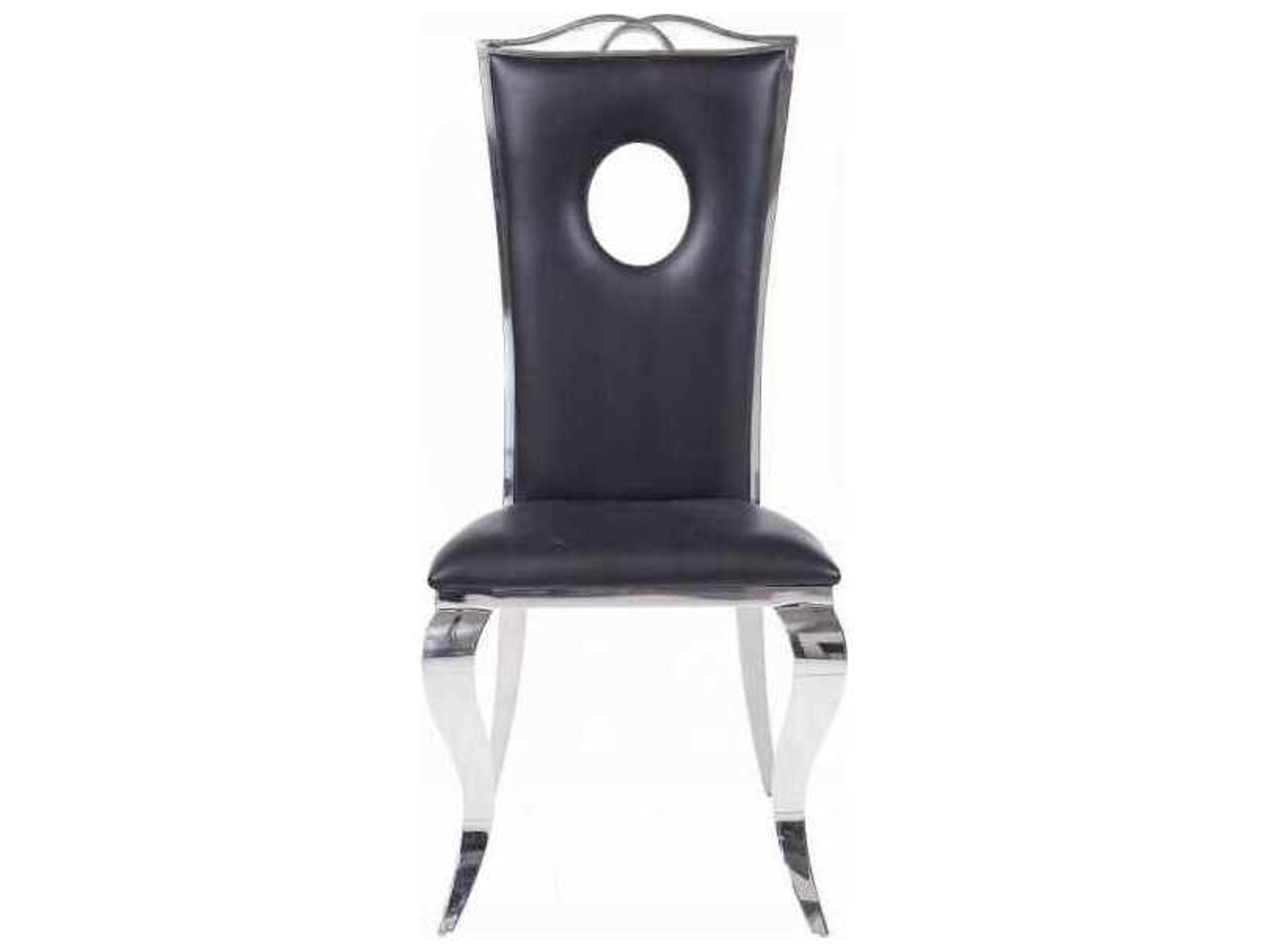 Acme Furniture Cyrene Black Faux Leather Armless Dining Chair Set of 2