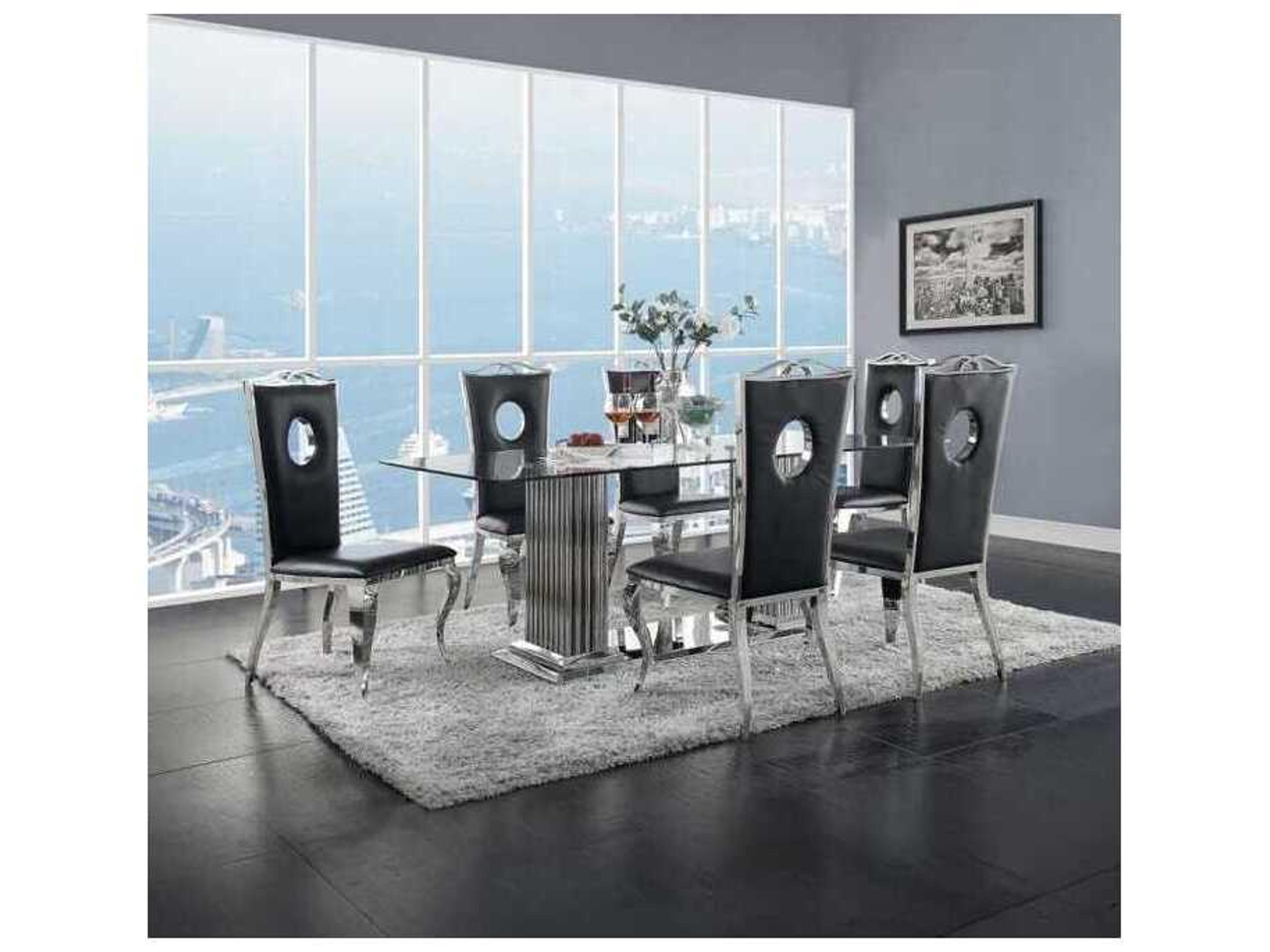 Acme Furniture Cyrene Black Faux Leather Armless Dining Chair Set of 2