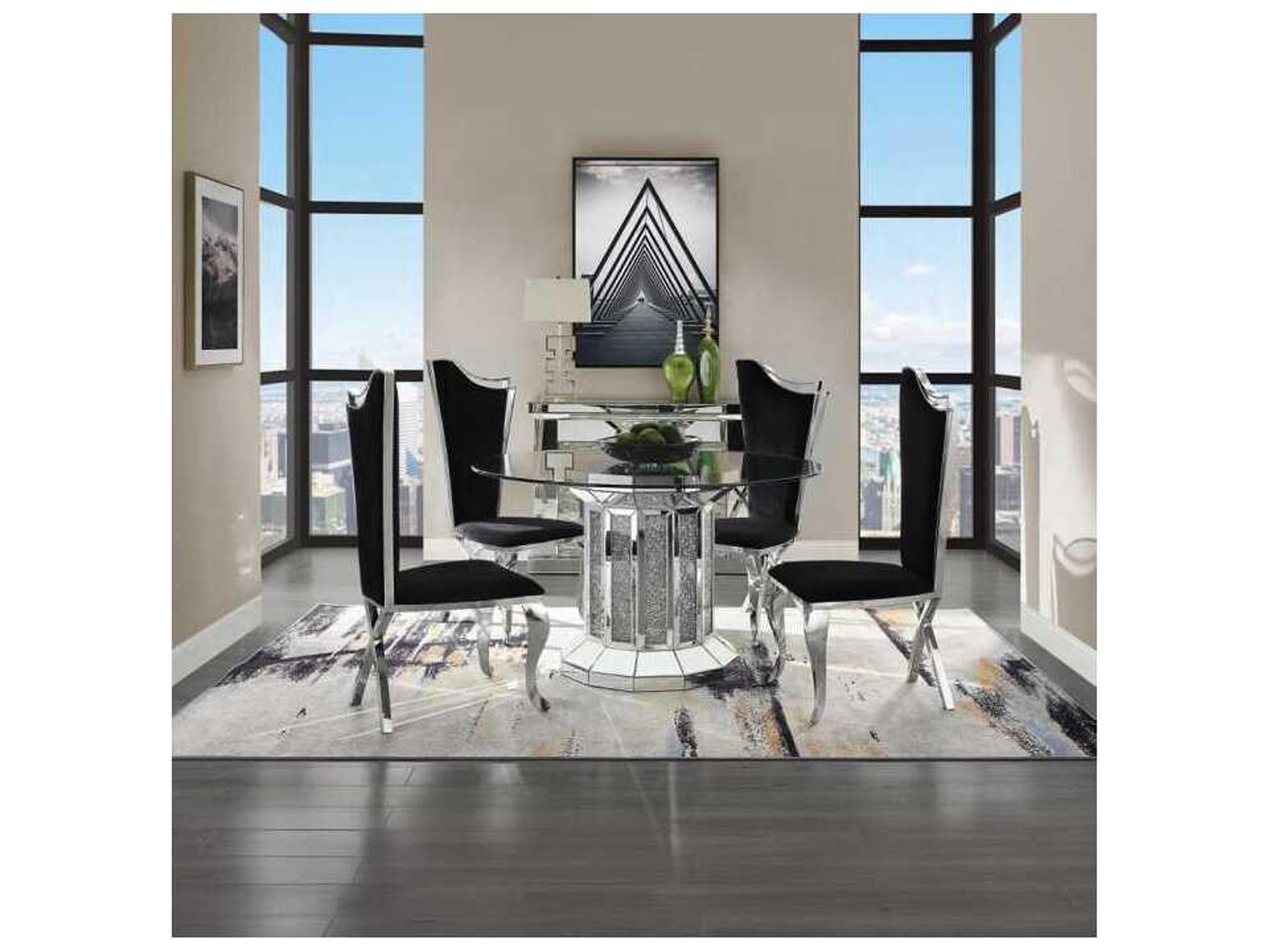 Acme Furniture Cyrene Silver Upholstered Armless Dining Chair Set of 2