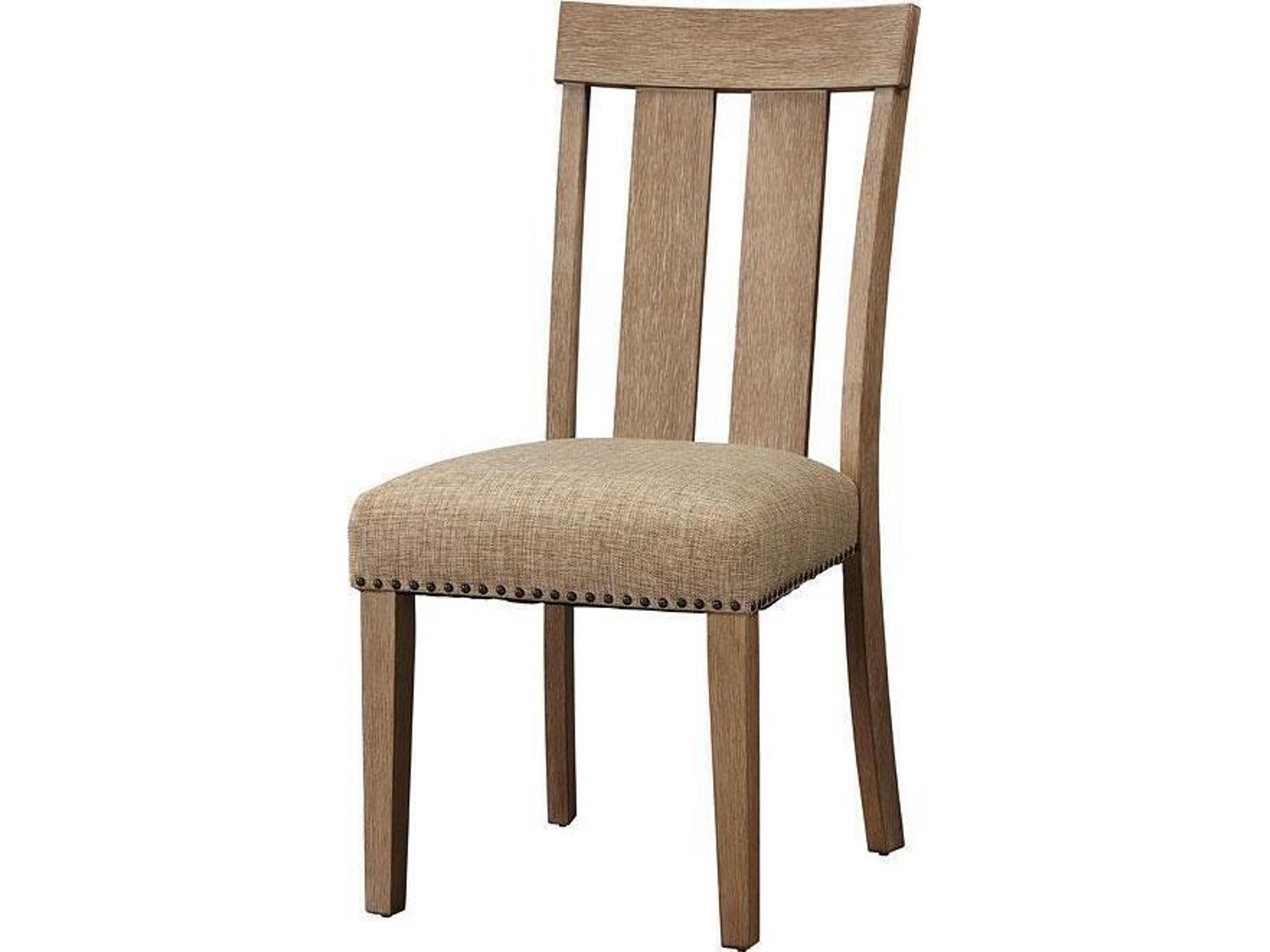 Nathaniel Upholstered Dining Side Chair in Maple with Nailhead Trim